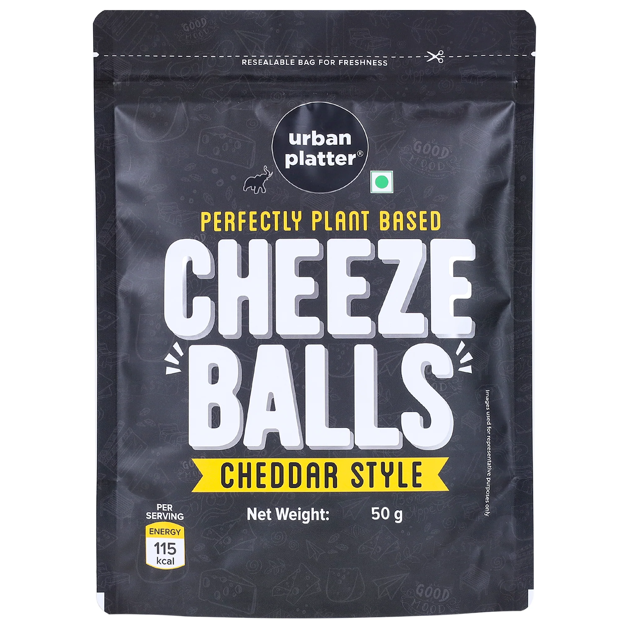 Cheese Balls, 50g (Cheddar Flavour | Plant-Based Snack)