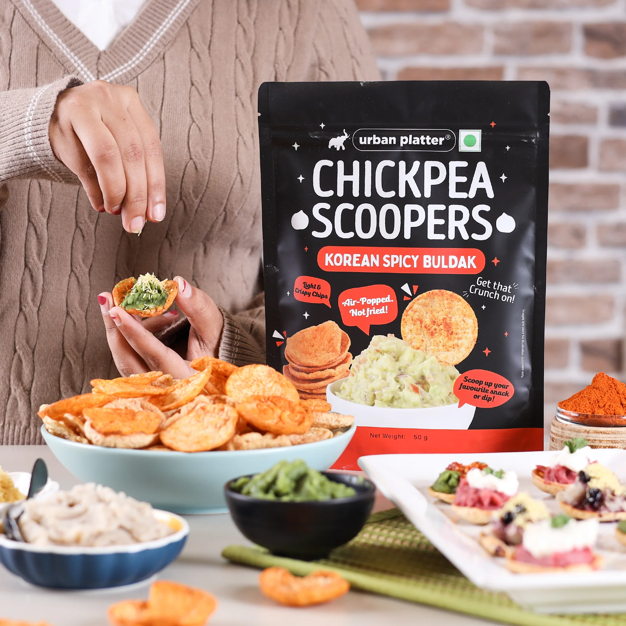 Chickpea Scoopers - Korean Buldak, 50g (Popped Chickpea Chips | Korean-Style Spicy Heat | Air Popped) - Image 4