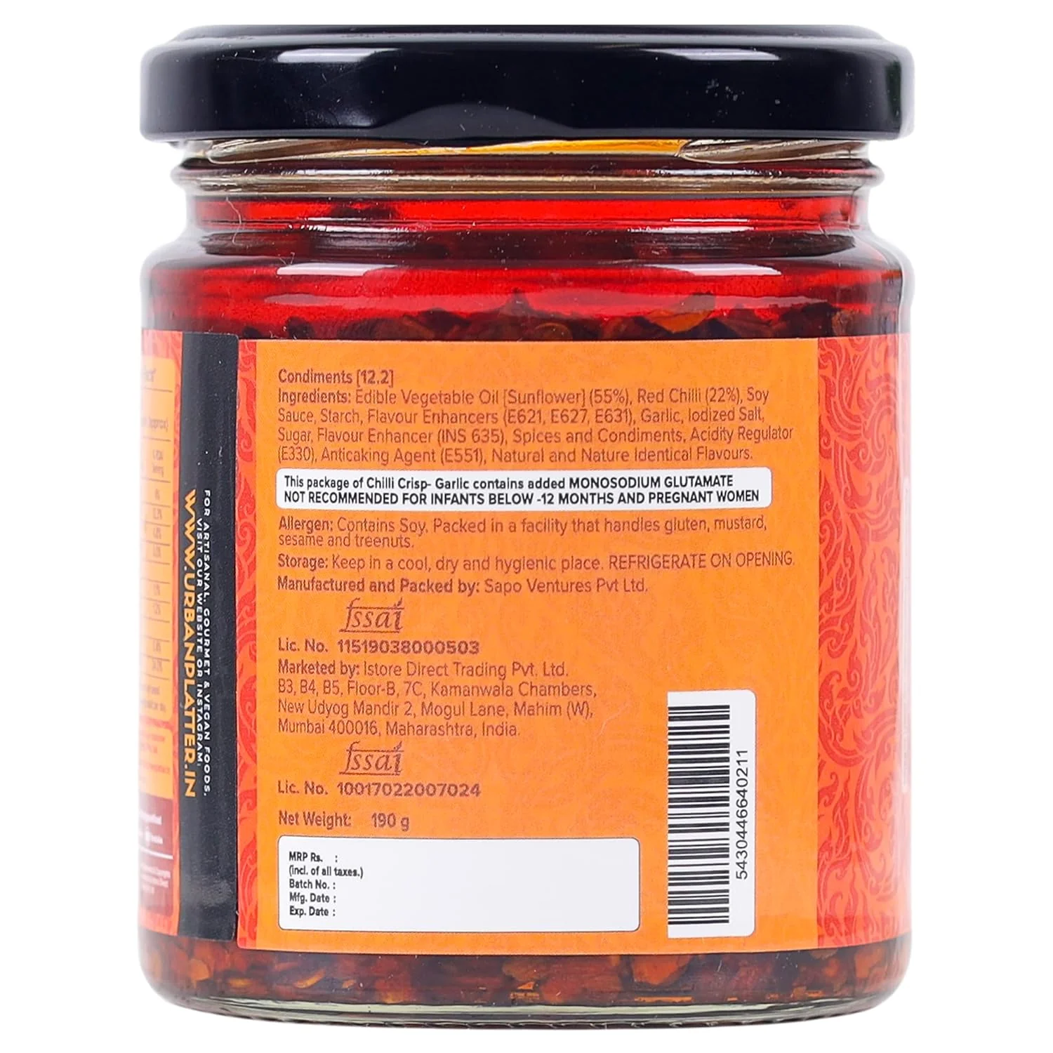 Chilli Garlic Crisp, 190g (Crunchy Chilli and Garlic in Sunflower Oil | Versatile Condiment | Spicy | Savoury) - Image 2