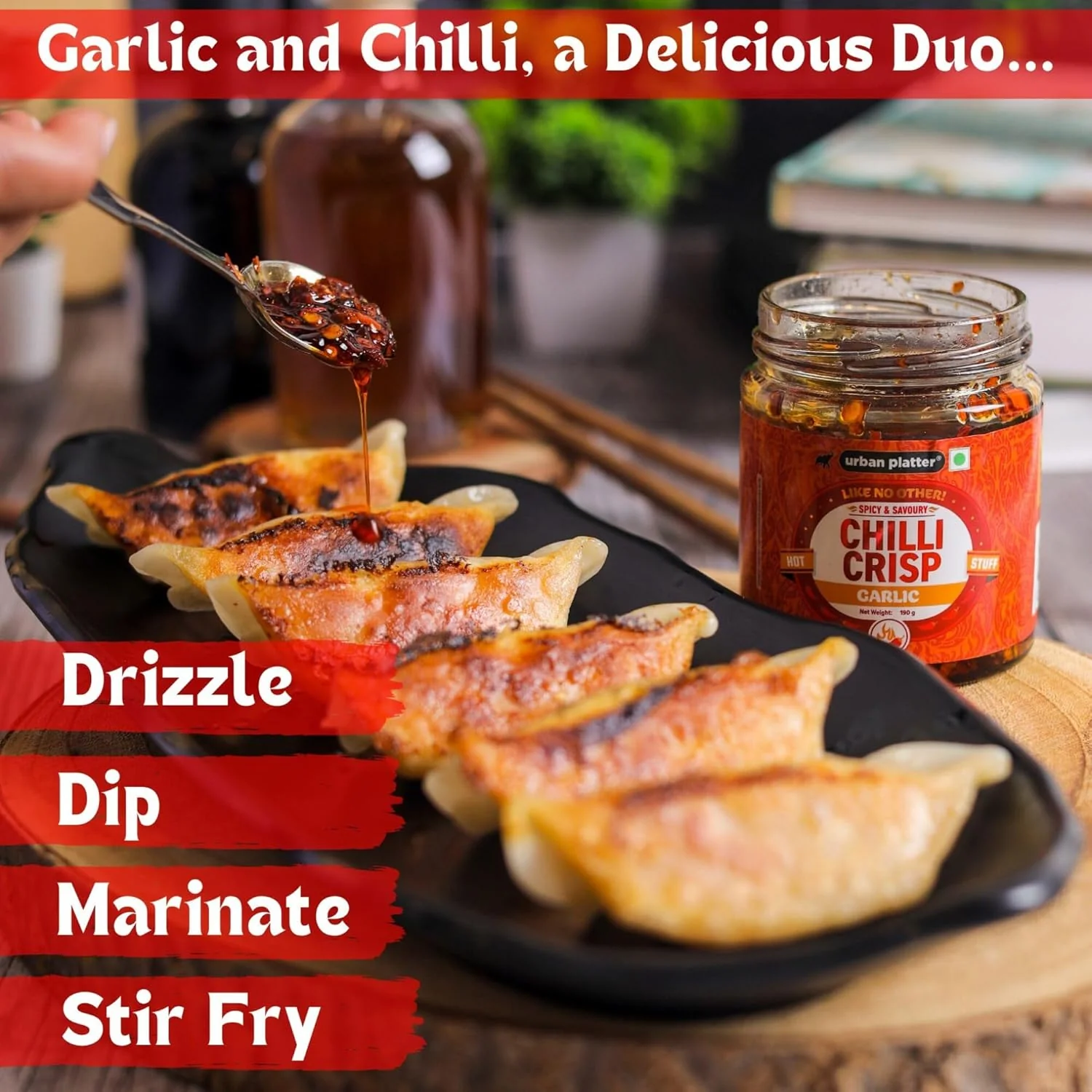 Chilli Garlic Crisp, 190g (Crunchy Chilli and Garlic in Sunflower Oil | Versatile Condiment | Spicy | Savoury) - Image 6