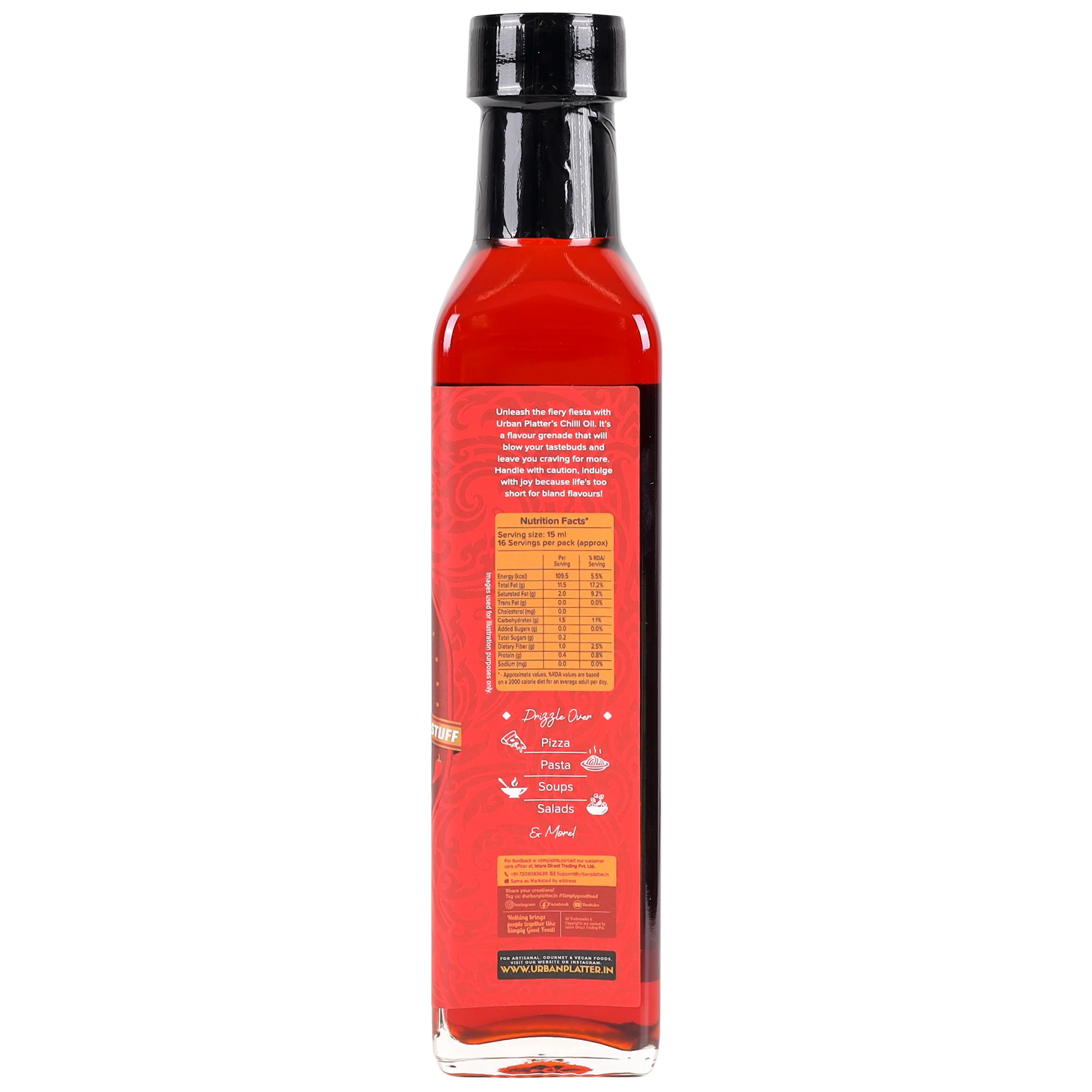 Chilli Oil, 240ml (Condiment, Hot and Spicy, Peppers and Spices Infused Oil, Add to pastas, pizzas, salads, soups) - Image 2