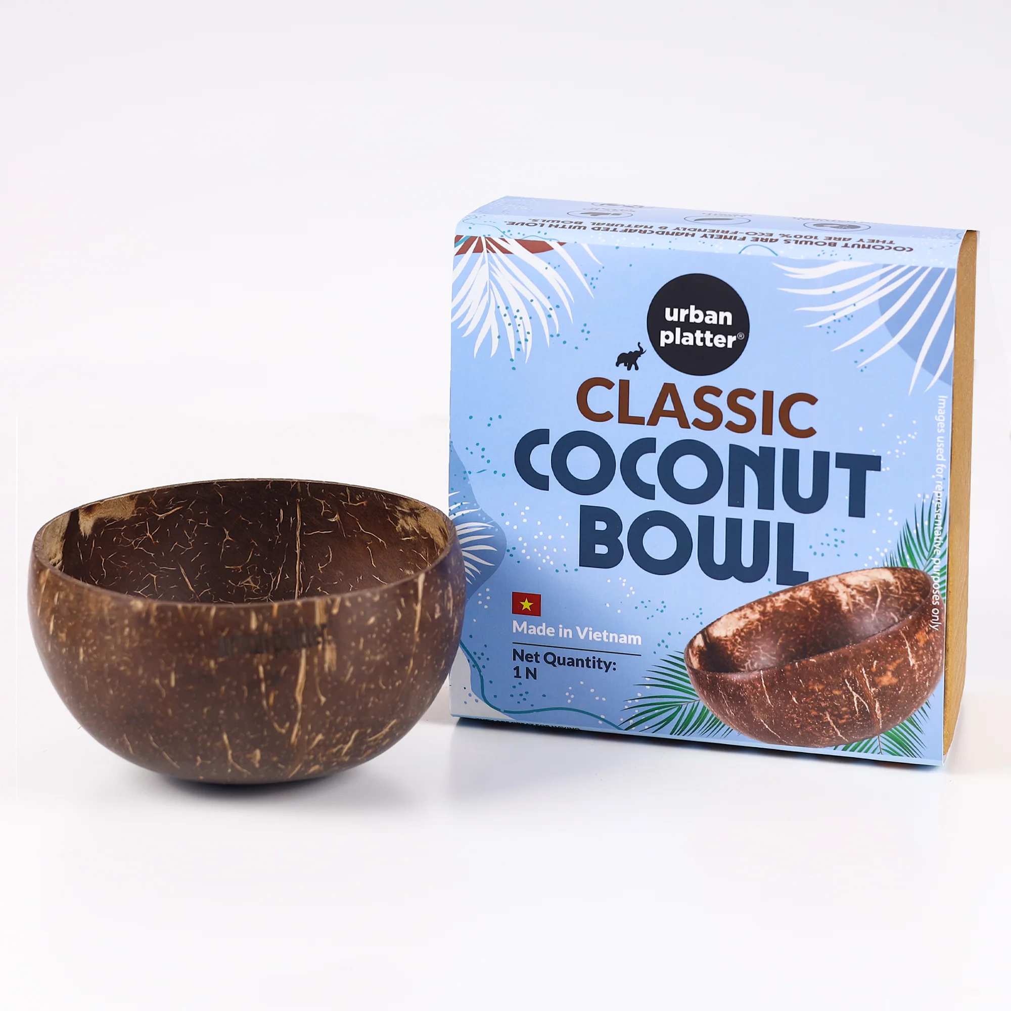 Classic Coconut Bowl, 1 Unit (Made in Vietnam | Light Weight | Jumbo Size | Eco-friendly)