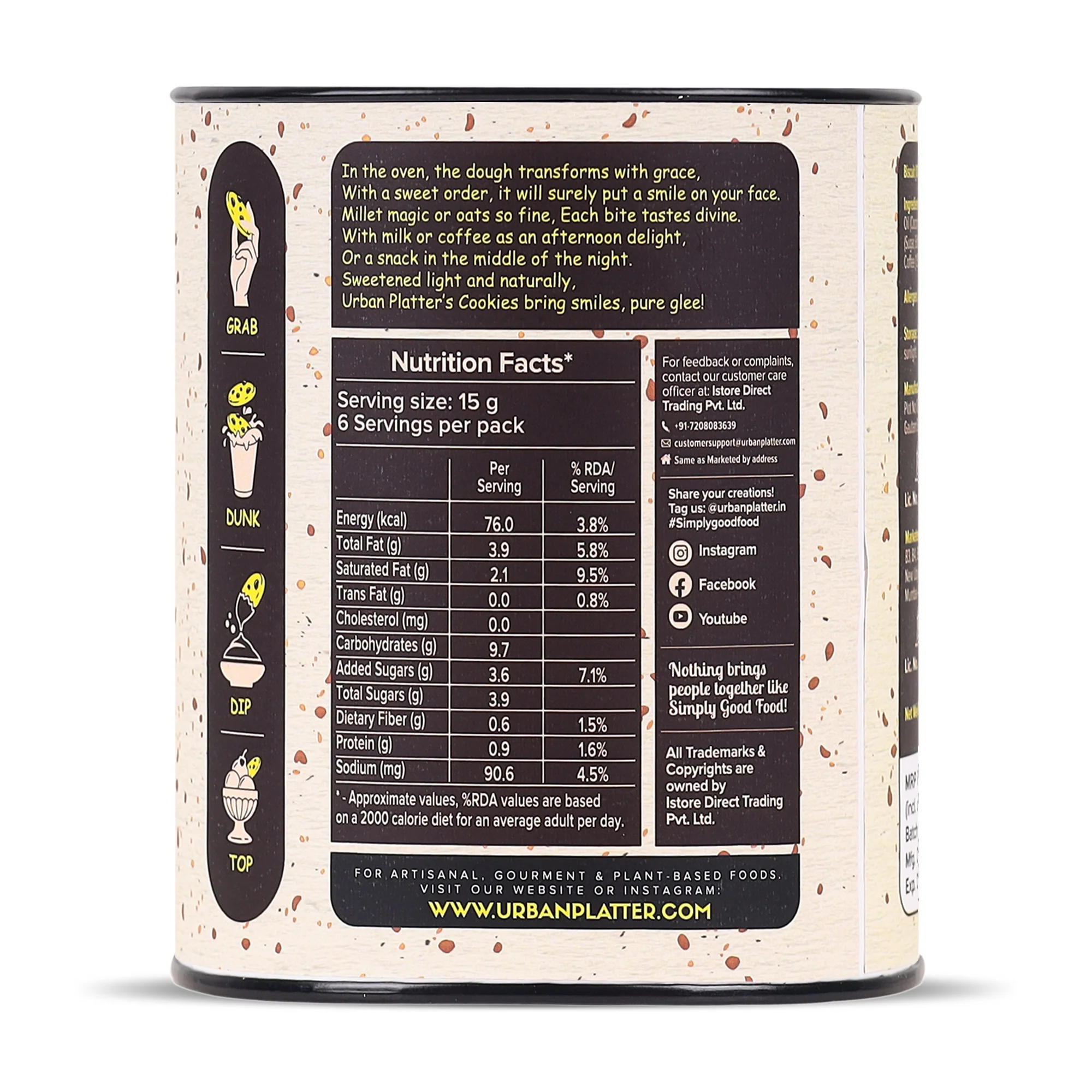 Millet Coffee Chocolate Chip Cookies, 90g (15g x 6N) (Made with Millets & Oats | Gluten-free | Refined Sugar-free | Preservative-free ) - Image 3