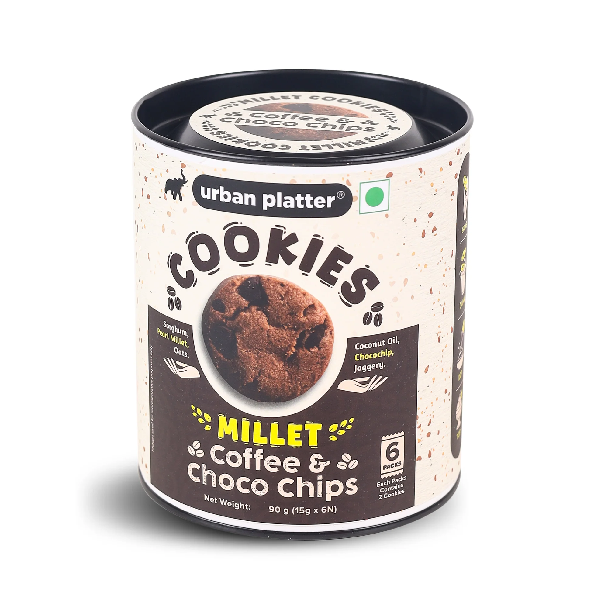 Millet Coffee Chocolate Chip Cookies, 90g (15g x 6N) (Made with Millets & Oats | Gluten-free | Refined Sugar-free | Preservative-free ) - Image 5