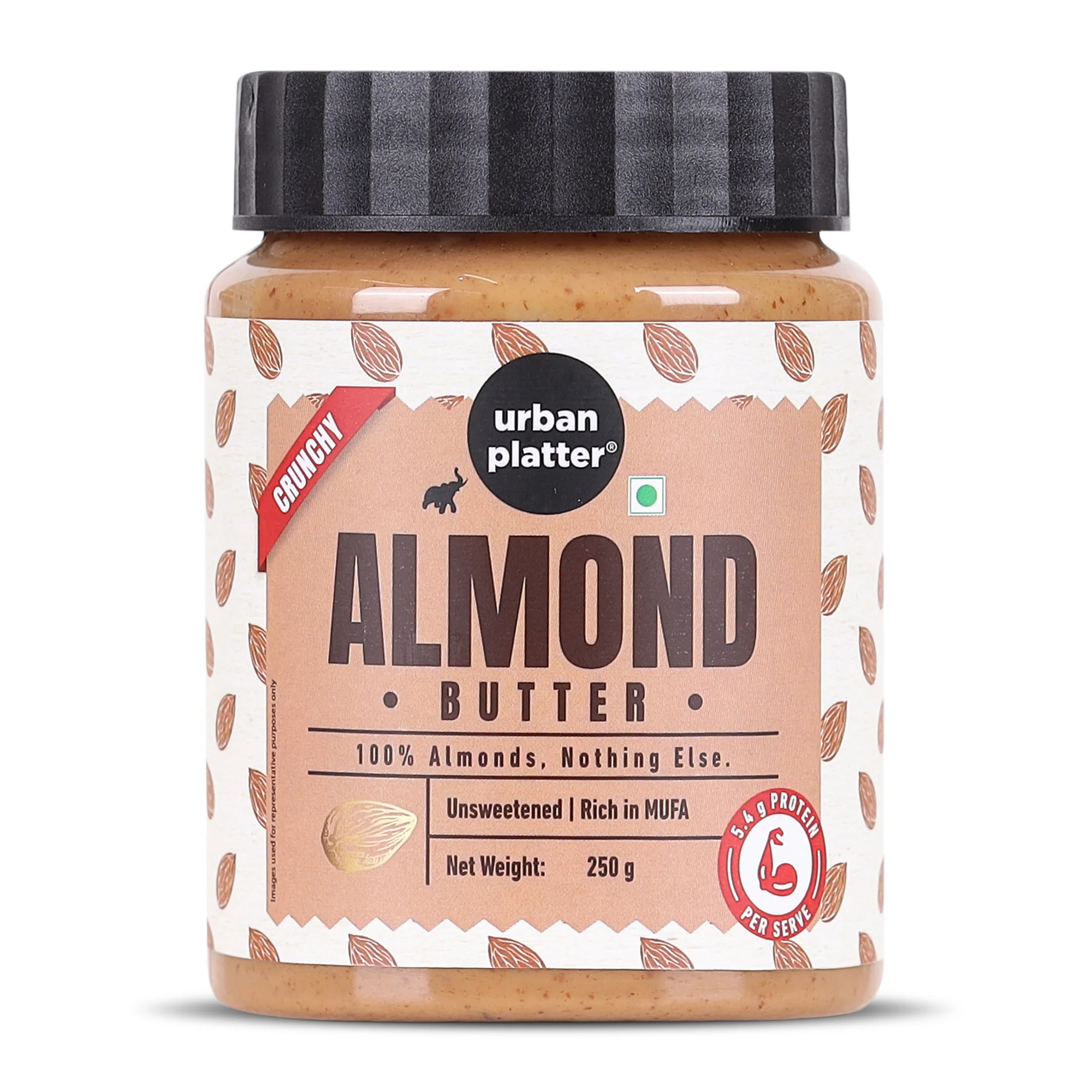 Crunchy Almond Butter, 250g (With Roasted Almonds bits | Single Ingredient | Keto-Friendly)