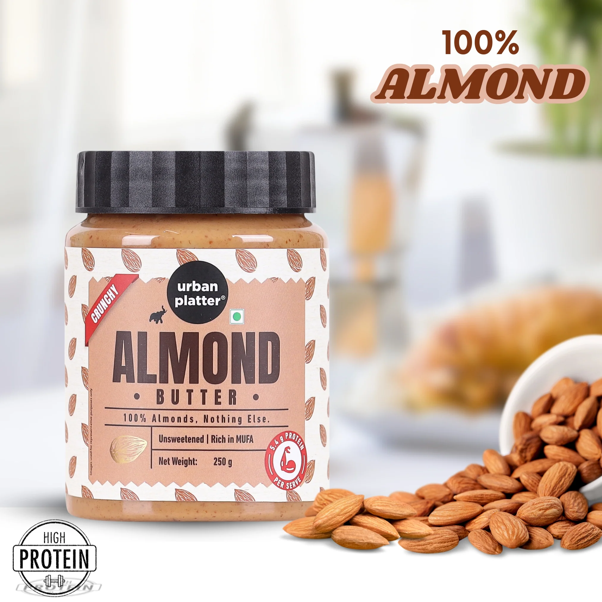 Crunchy Almond Butter, 250g (With Roasted Almonds bits | Single Ingredient | Keto-Friendly) - Image 4