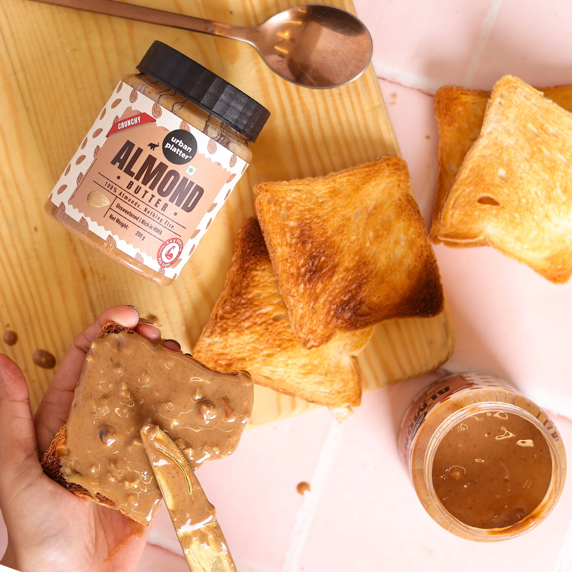 Crunchy Almond Butter, 250g (With Roasted Almonds bits | Single Ingredient | Keto-Friendly) - Image 6