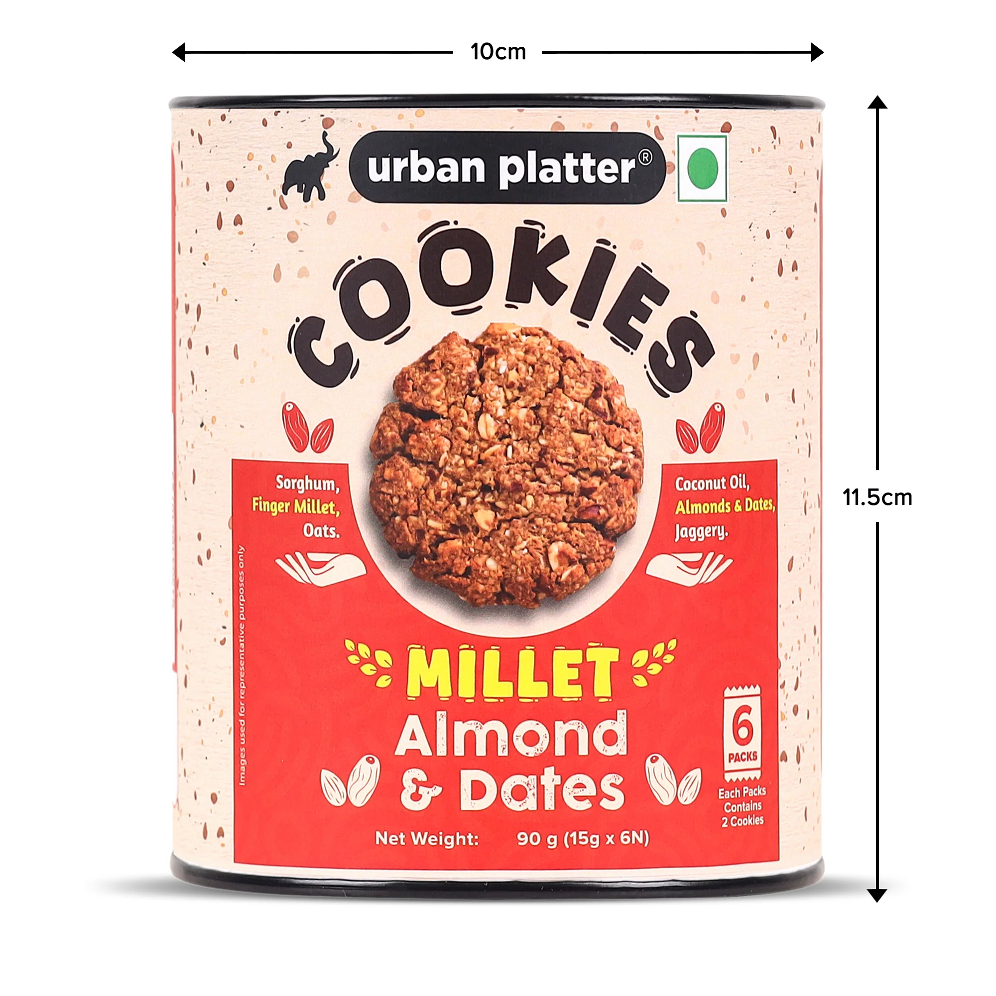 Millet Date and Almond Cookies, 90g (15g x 6N) (Made with Millets & Oats | Gluten-free | Refined Sugar-free | Preservative-free ) - Image 4