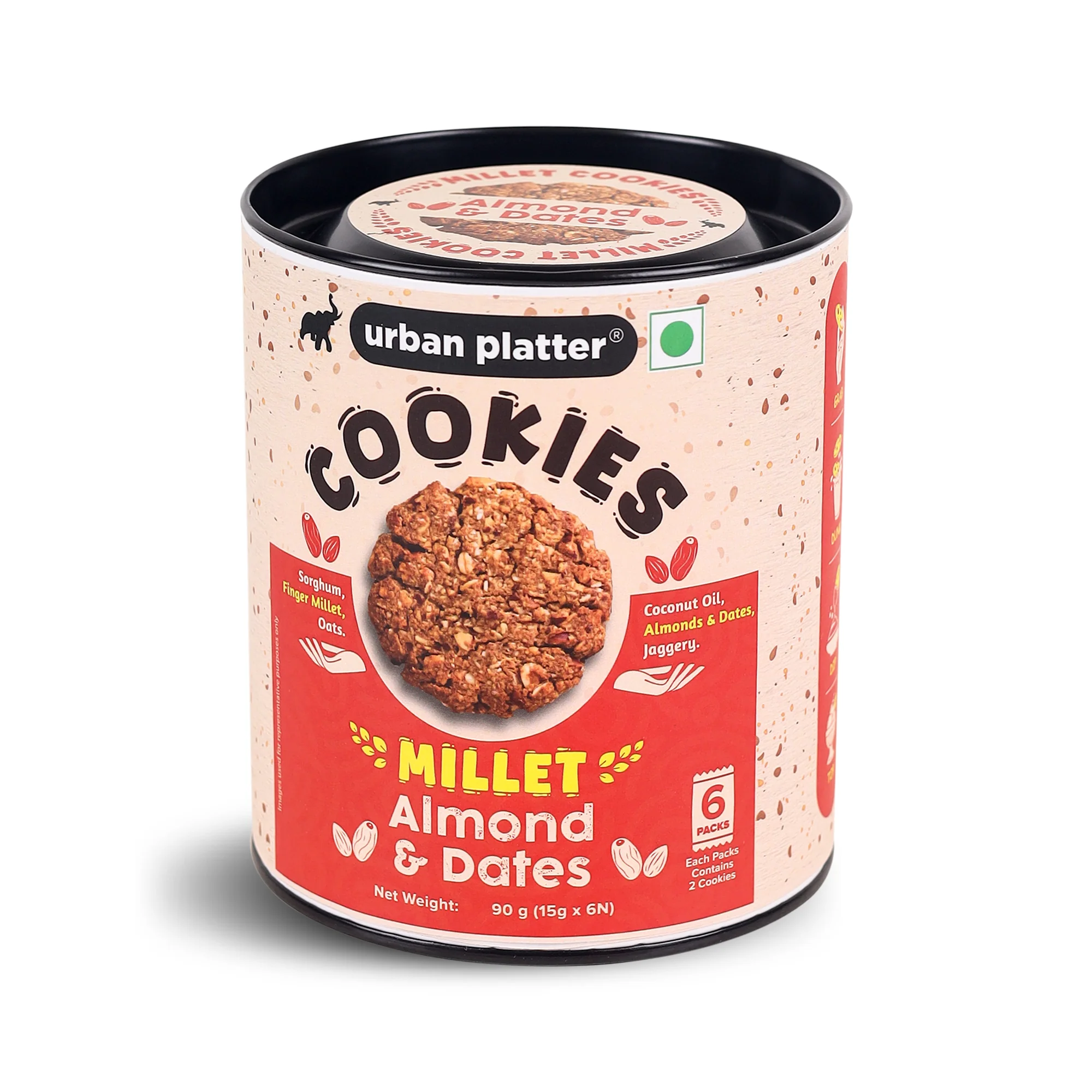 Millet Date and Almond Cookies, 90g (15g x 6N) (Made with Millets & Oats | Gluten-free | Refined Sugar-free | Preservative-free ) - Image 5