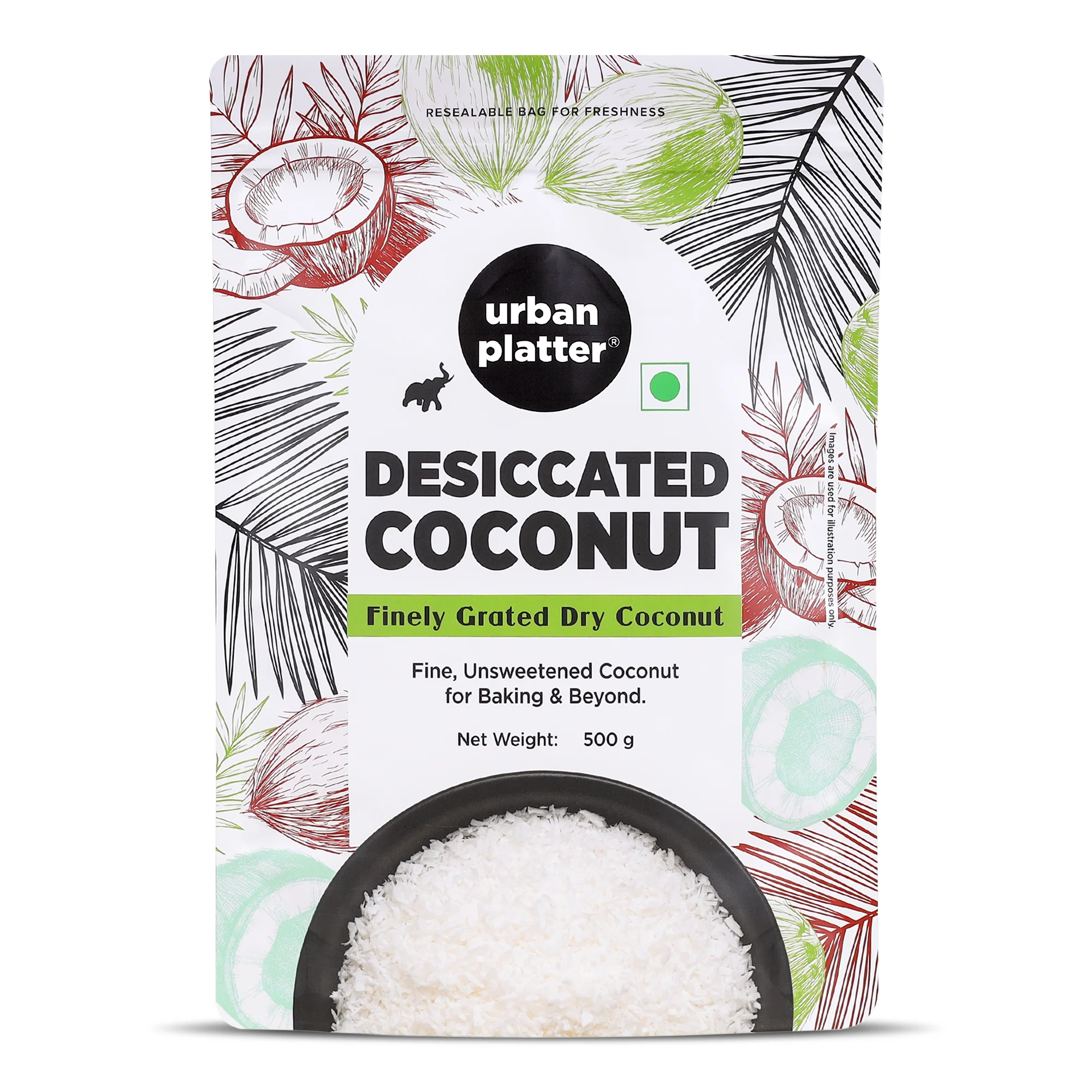 Desiccated Coconut, 500g (Unsweetened and Finely Grated, Ideal for Baking & Confectionery)