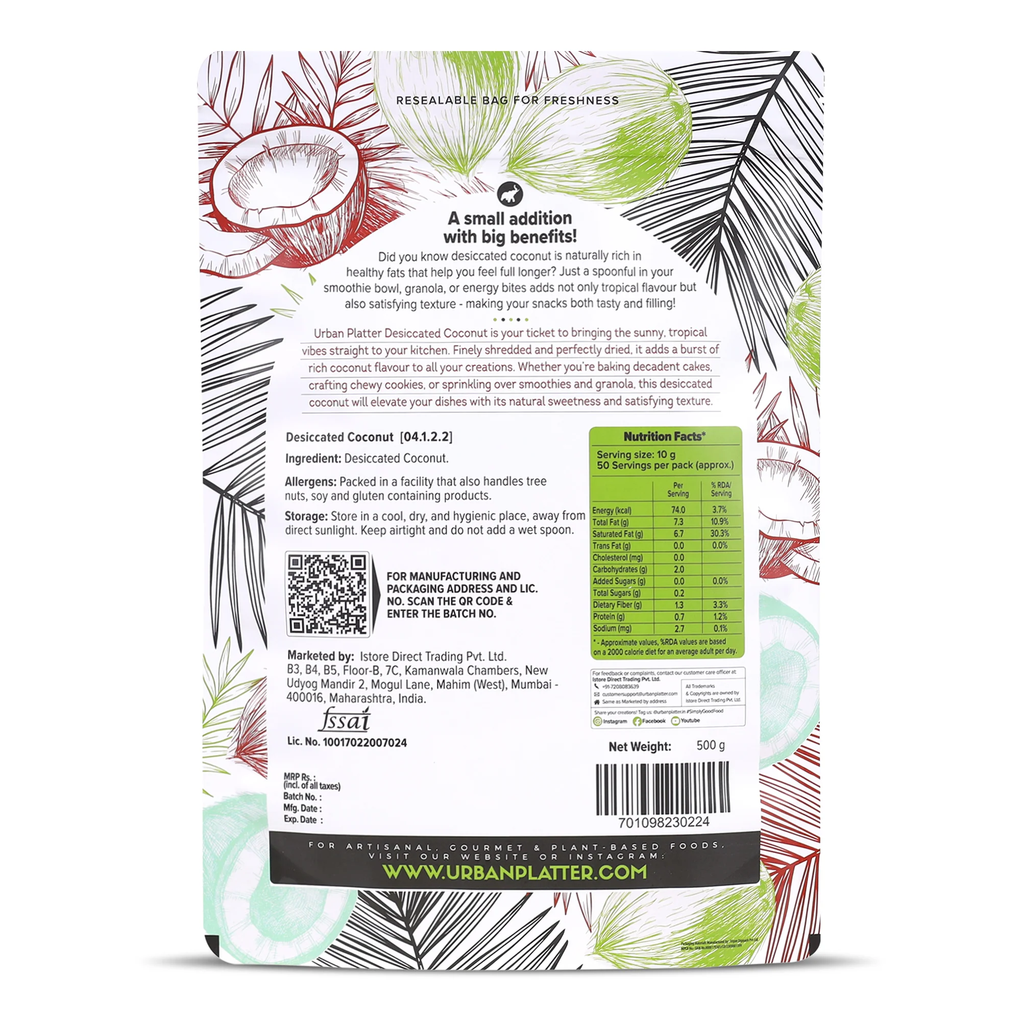 Desiccated Coconut, 500g (Unsweetened and Finely Grated, Ideal for Baking & Confectionery) - Image 2