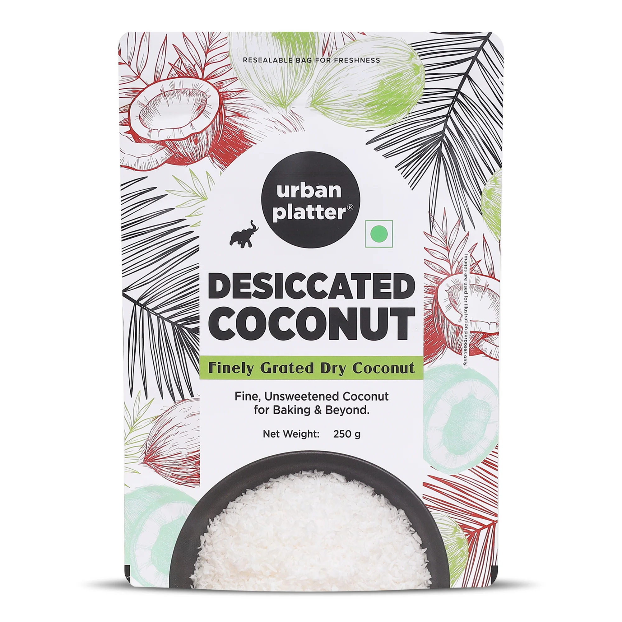 Desiccated Coconut, 250g (Unsweetened and Finely Grated, Ideal for Baking & Confectionery)