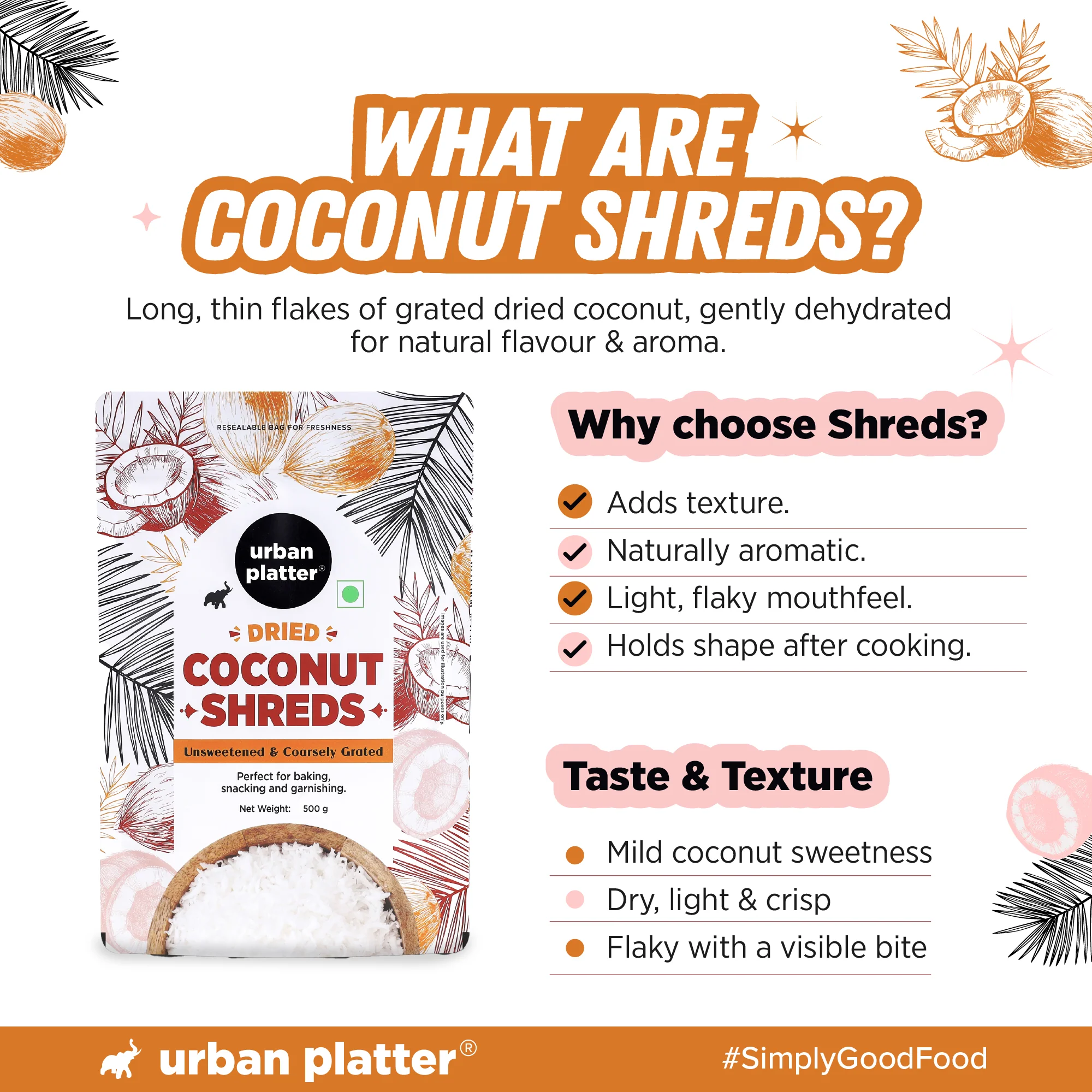 Dried Coconut Shreds 500g (Unsweetened Coarsely Grated, Ideal for Baking, Garnishing & Indian Sweets) - Image 4