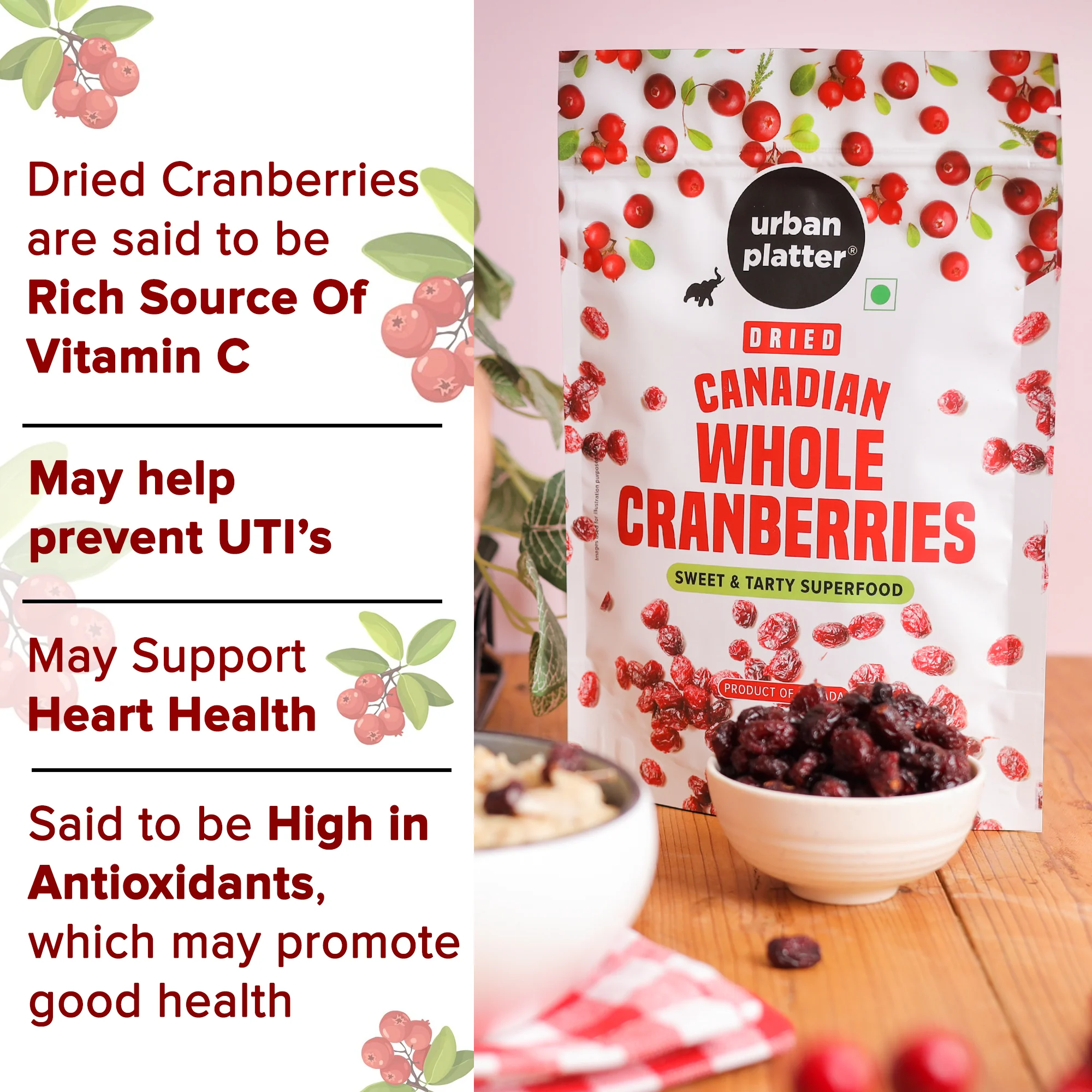 Dried Canadian Whole Cranberry, 250g (Dried Fruit Berries | Snack Pack | Sweet & Tarty) - Image 4