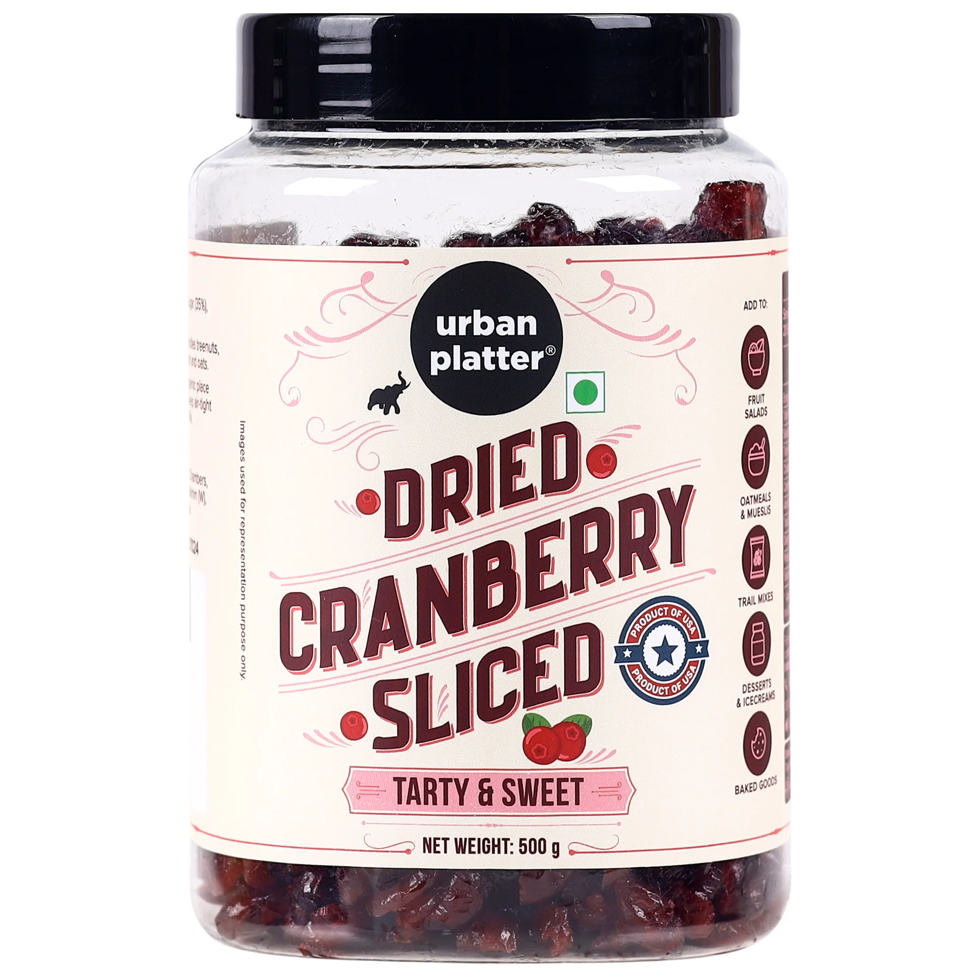 Dried Sliced Cranberries, 500g (Product of USA | Tart & Sweet | Enjoy as Snack | Source of Antioxidants