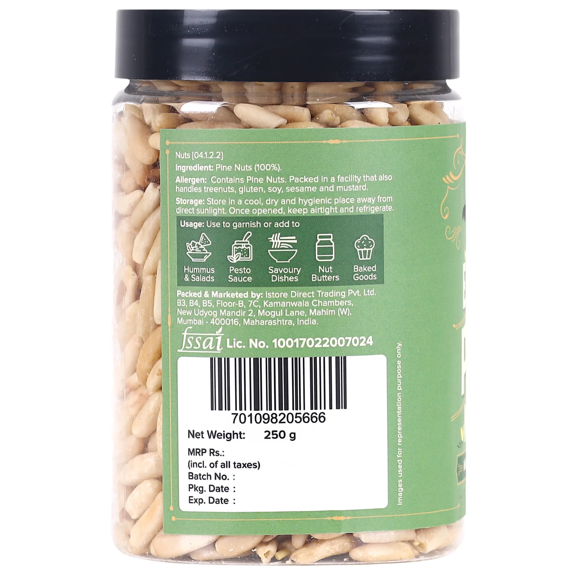Exotic Pine Nuts, 250g (Chilgoza Giri | Rich in Protein | Elevates Pesto, Hummus, Salads) - Image 2