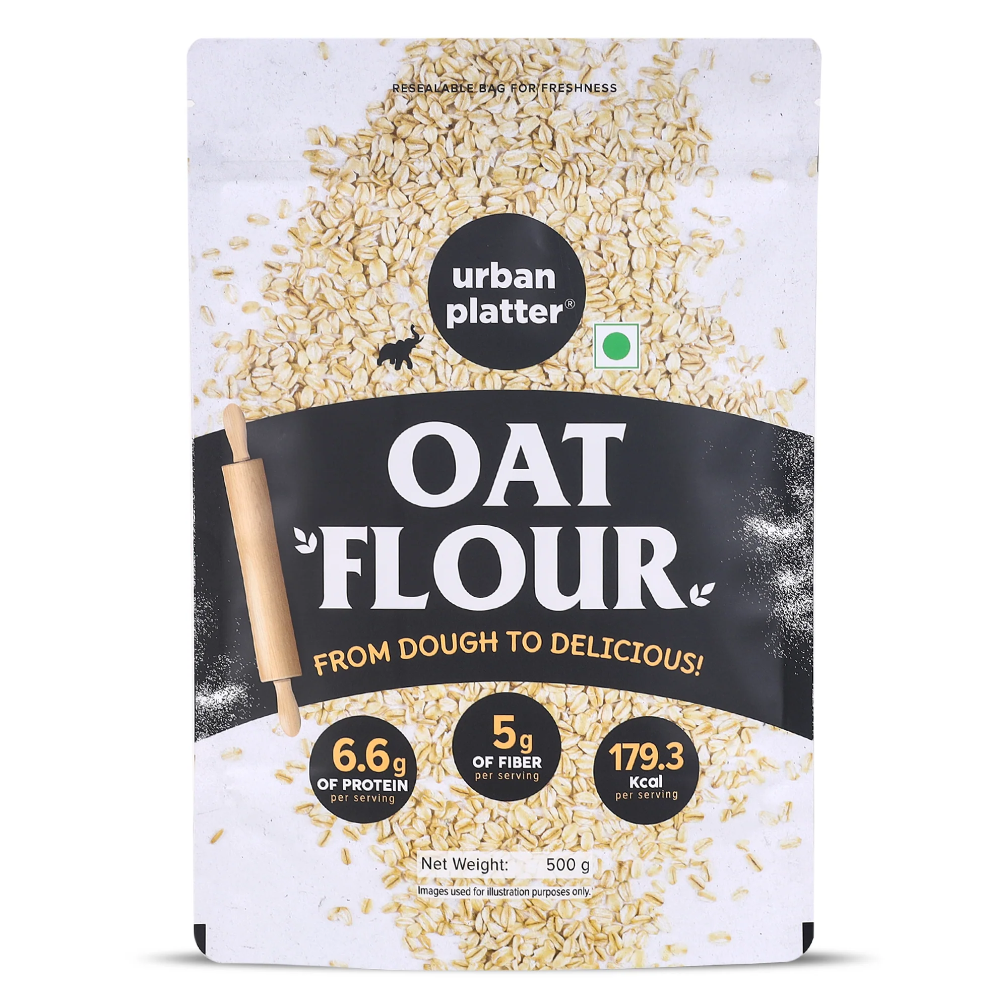 Oats Flour, 500g (Gluten-free, Fibre-rich, Ideal for Baking, Pancakes & Smoothies, Made from 100% Whole Oats)