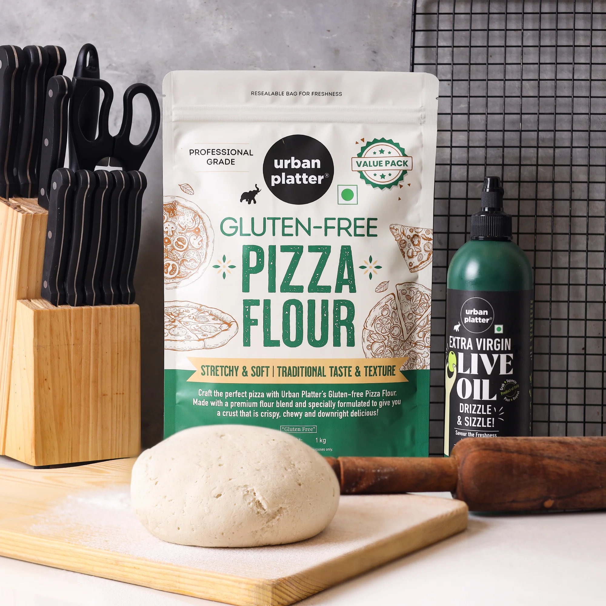 Gluten-free Pizza Flour, 1kg (Professional Grade, Made with Rice, Millets & Tapioca, Soft, Stretchy Dough for Crispy & Chewy Crust) - Image 4