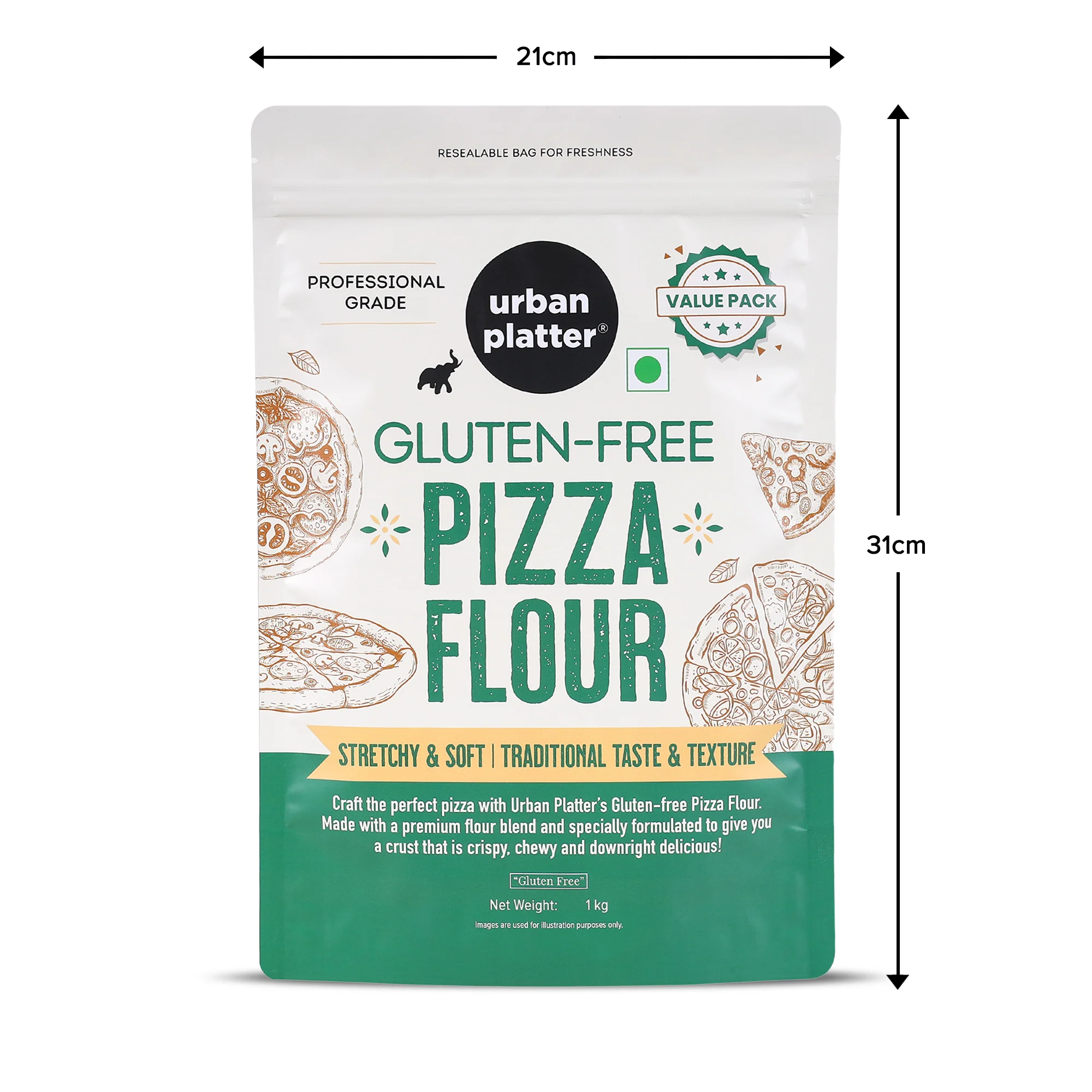 Gluten-free Pizza Flour, 1kg (Professional Grade, Made with Rice, Millets & Tapioca, Soft, Stretchy Dough for Crispy & Chewy Crust) - Image 8