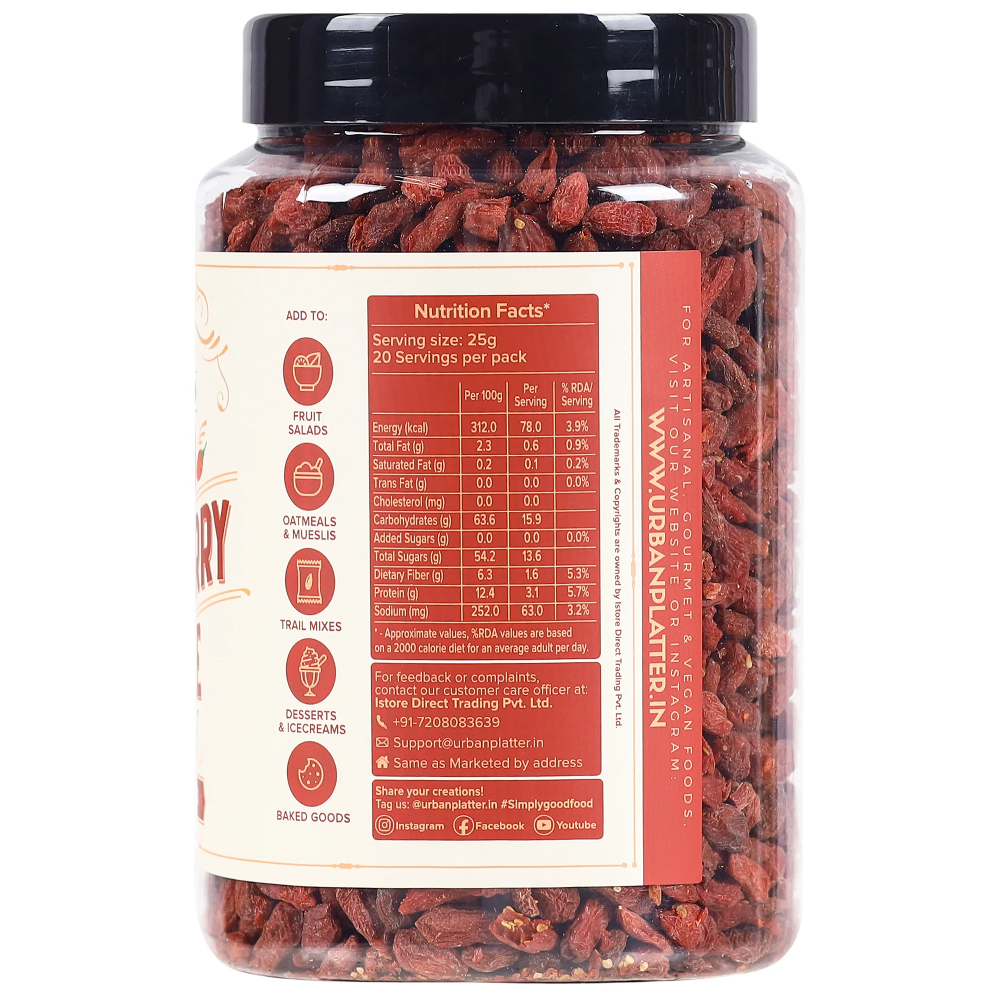 Goji Berries, 500g (Antioxidant-Rich Superfood | Naturally Sweet & Chewy | Great for Snacking, Smoothies & Baking) - Image 3