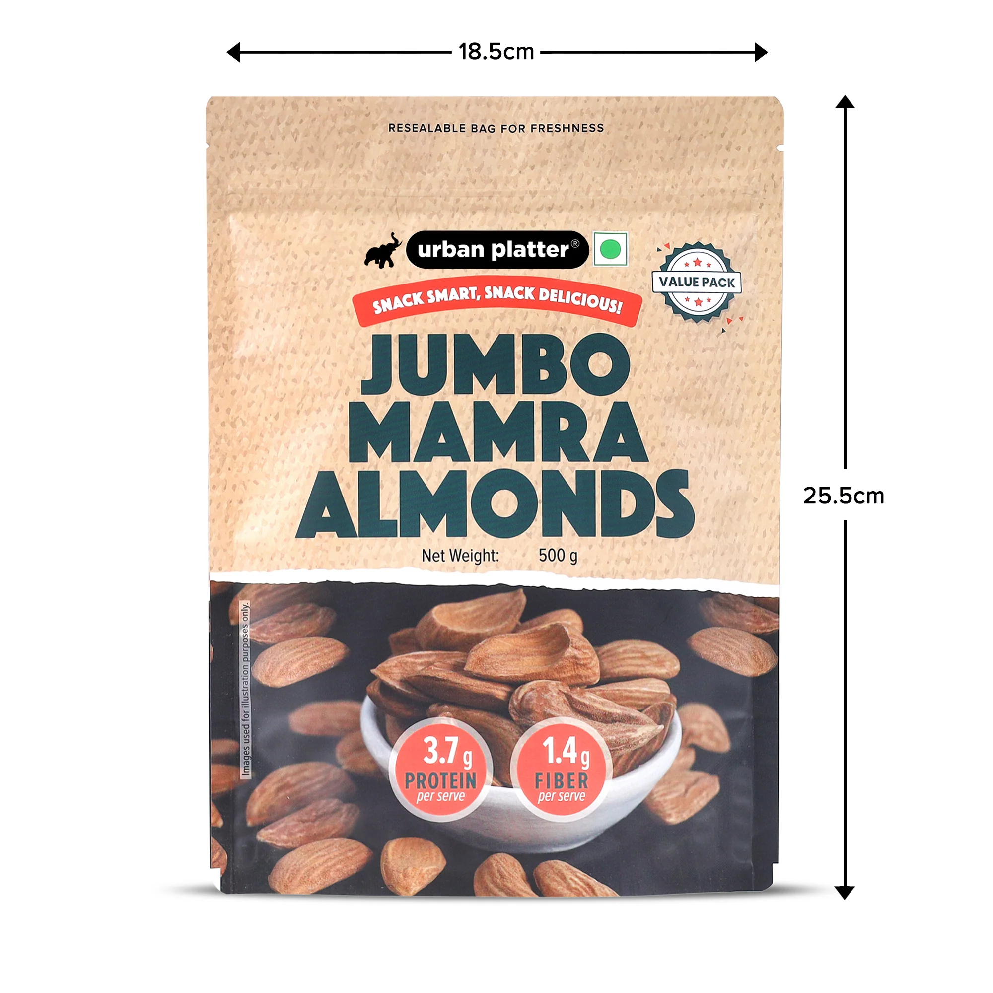 Jumbo Mamra Almonds, 500g (Superior Variety | Nutrient-Dense | Rich in Protein & Healthy Fats) - Image 3