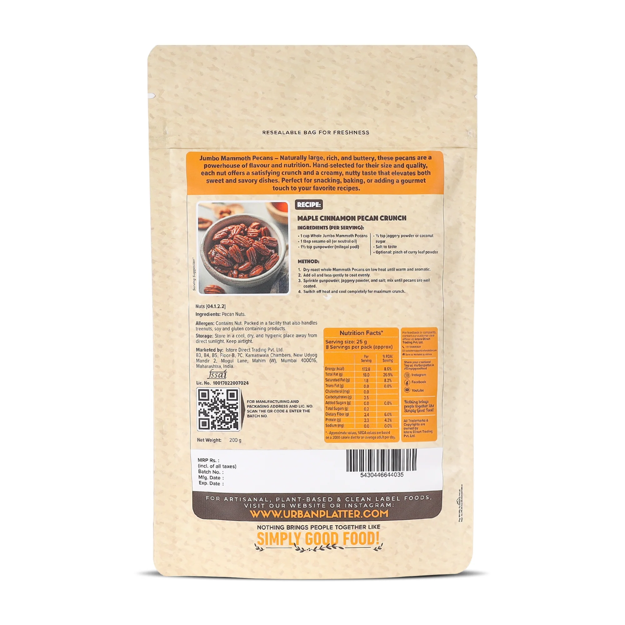 Jumbo Mammoth Pecan Halves, 200g (Imported from the USA | Hand-Sorted | Ideal for Snacking, Baking & Desserts) - Image 2