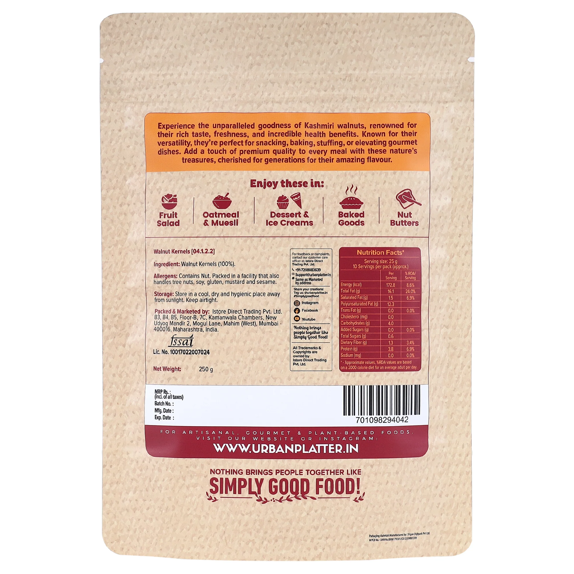 Kashmir Walnut Kernels, 250g (Shelled Halves | Akhrot Giri | Grown in India | Rich in Omega-3 & Antioxidants) - Image 2