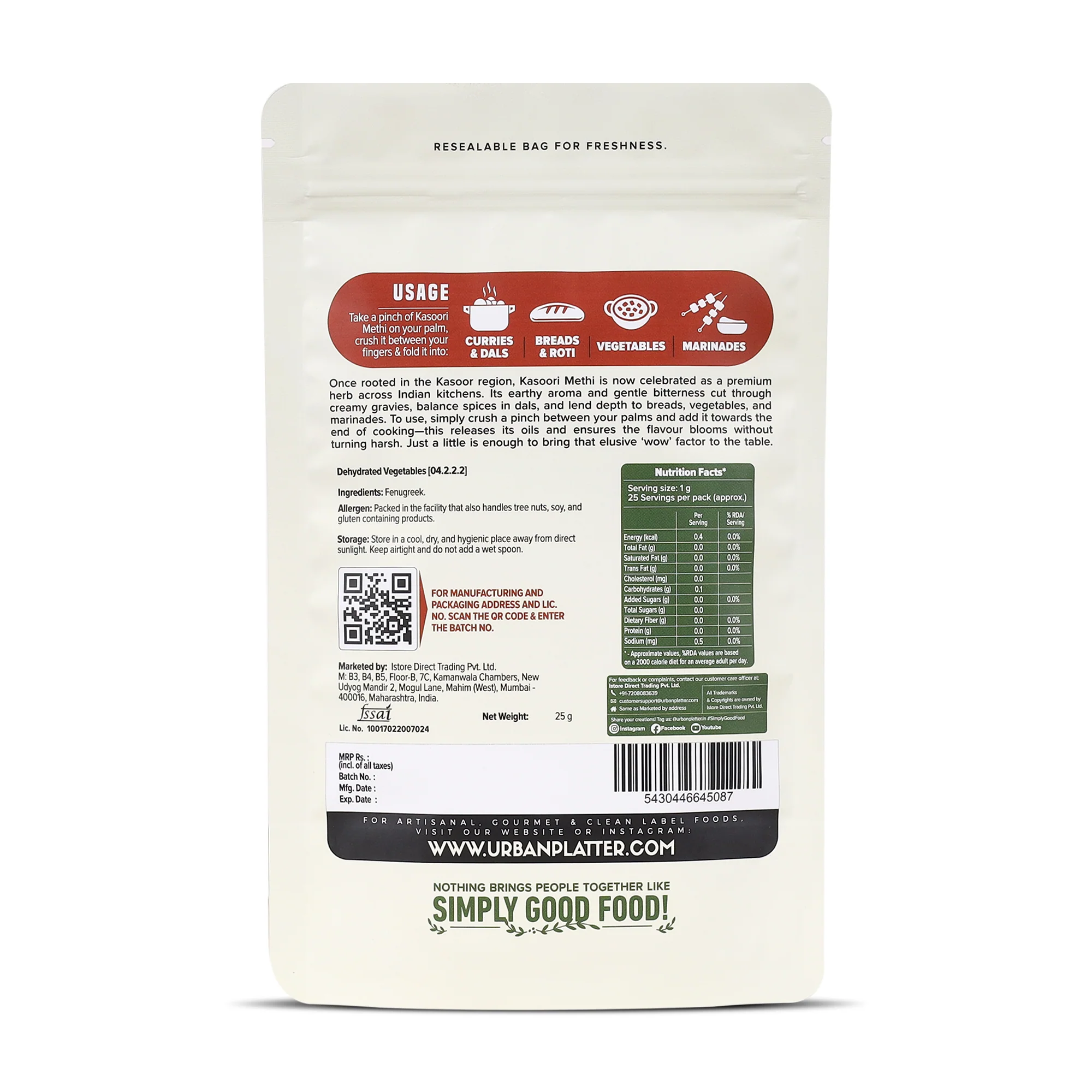 Kasoori Methi, 25g (Dried Fenugreek Leaves, Authentic Indian Herb, Finishing Spice for Curries & Dals) - Image 2