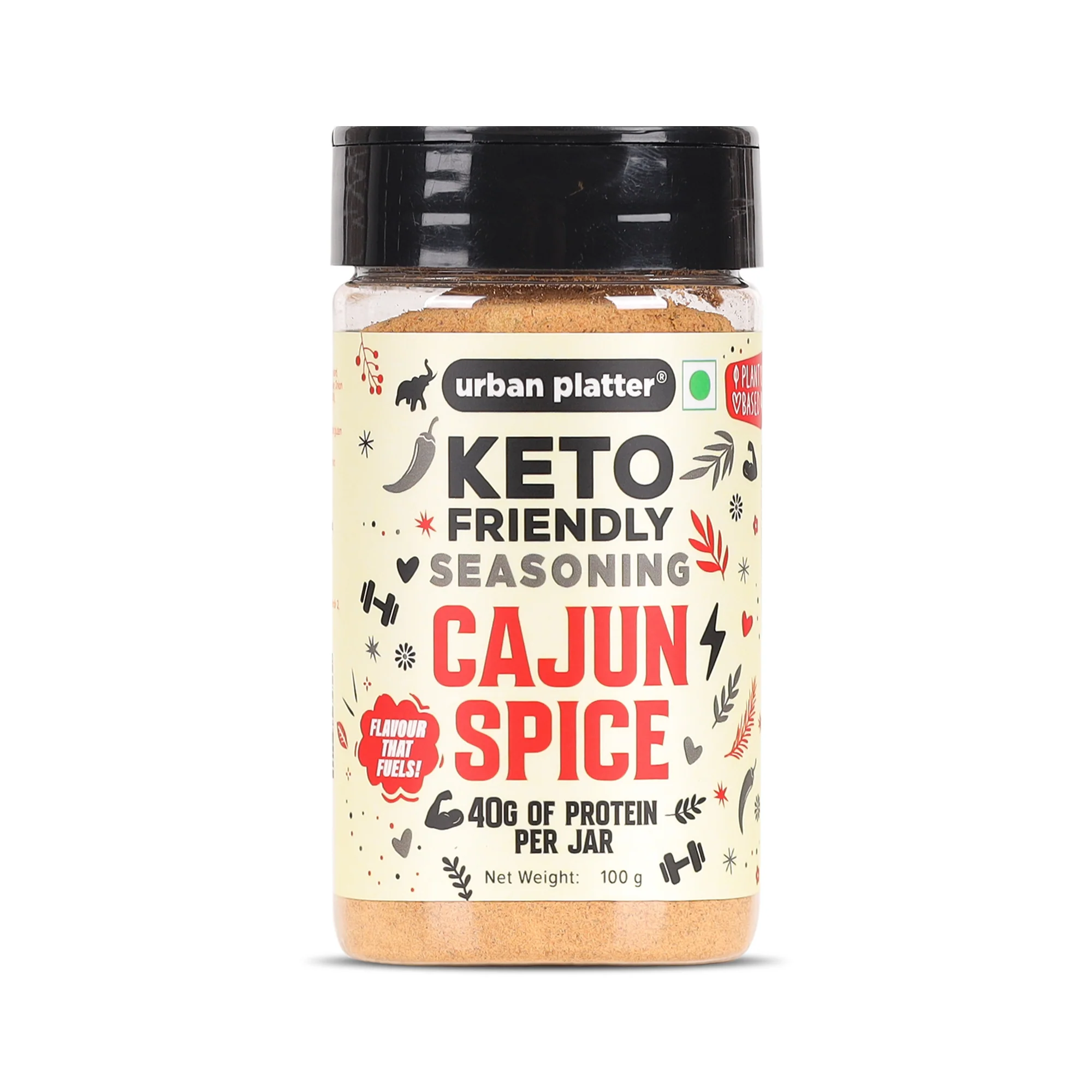 Keto-Friendly Cajun Seasoning, 100g (High-Protein, Crafted with Nutritional Yeast & Yeast Protein, Bold Louisiana-Style Spice Blend)