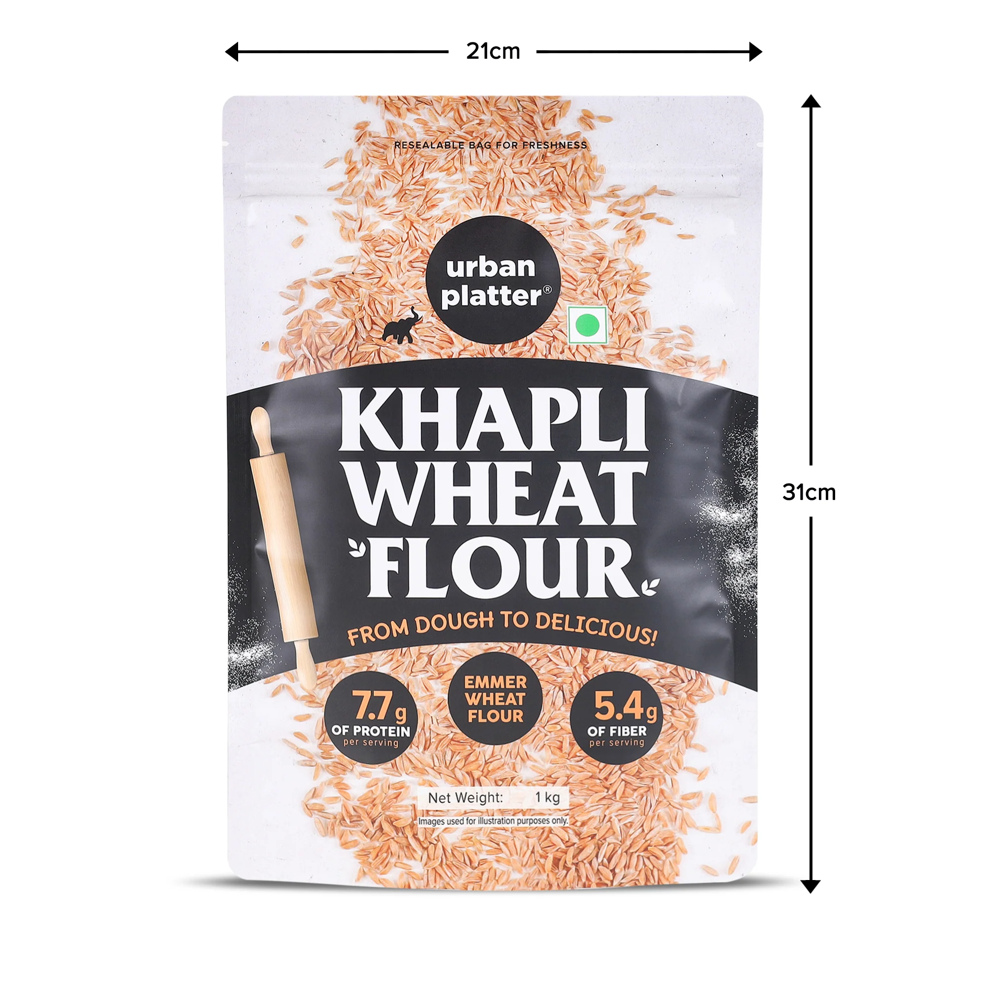 Khapli Wheat Flour, 1kg (Ancient Grain | High-Fibre & Low-Gluten | Stone-Ground & Wholesome Atta) - Image 6