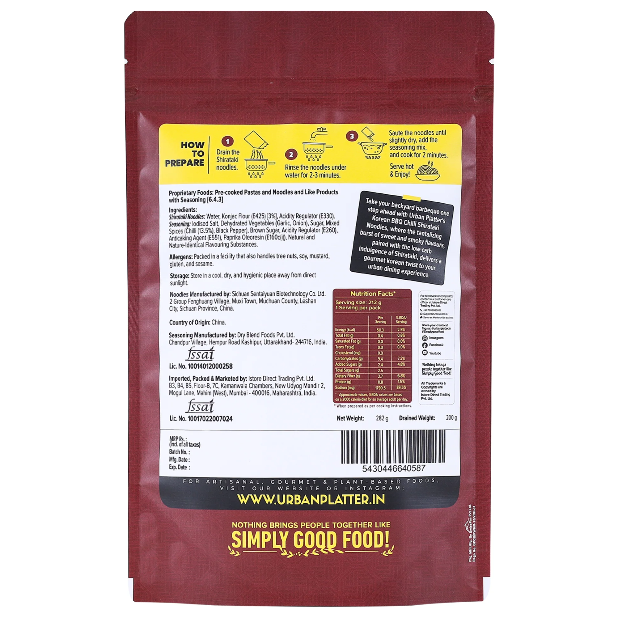 Korean BBQ Chilli Shirataki Noodles, 282g (Keto-friendly, Low-Carb, Fat-free, Instant Noodles | Spicy BBQ Chilli Flavour | Konjac Miracle Noodles) - Image 2