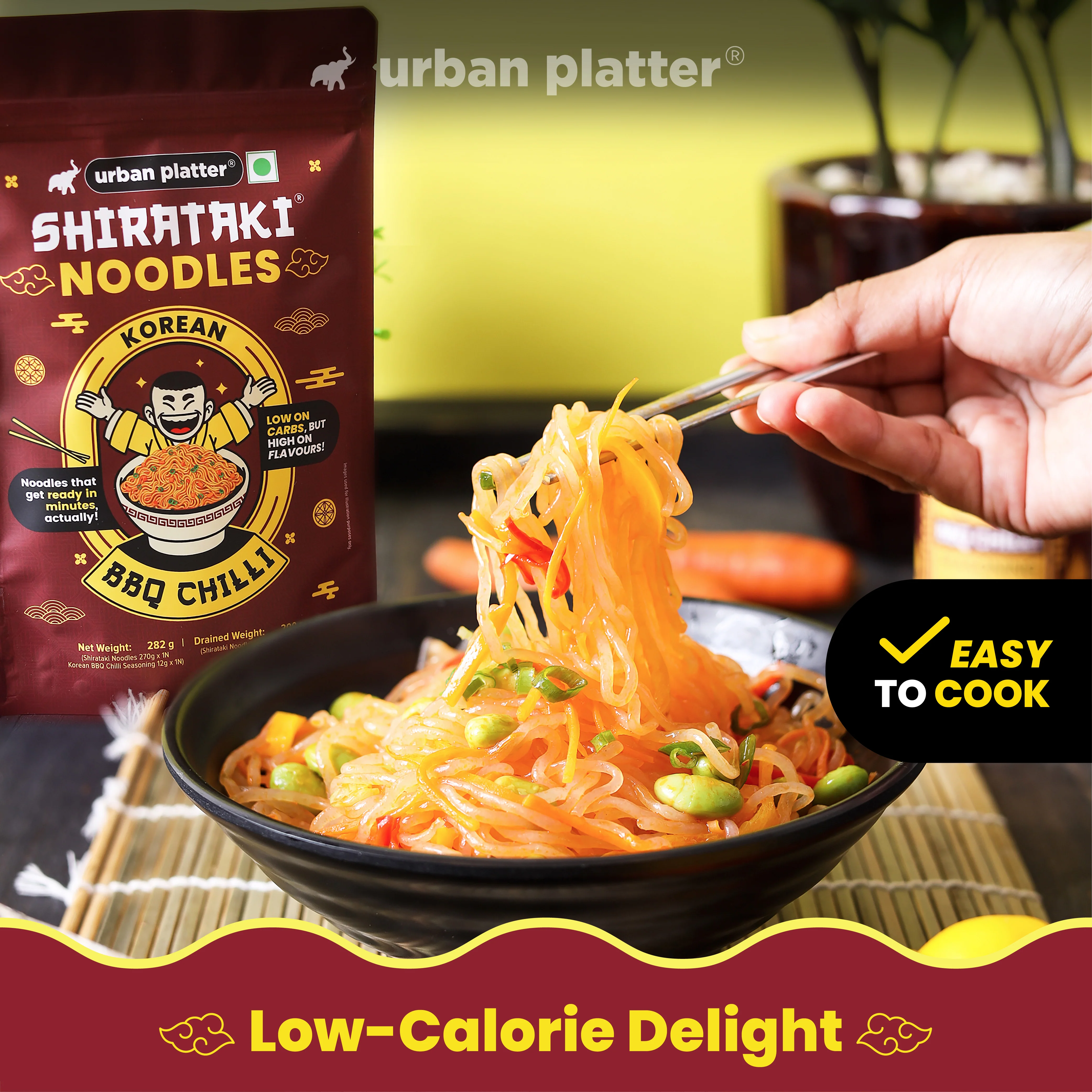 Korean BBQ Chilli Shirataki Noodles, 282g (Keto-friendly, Low-Carb, Fat-free, Instant Noodles | Spicy BBQ Chilli Flavour | Konjac Miracle Noodles) - Image 5