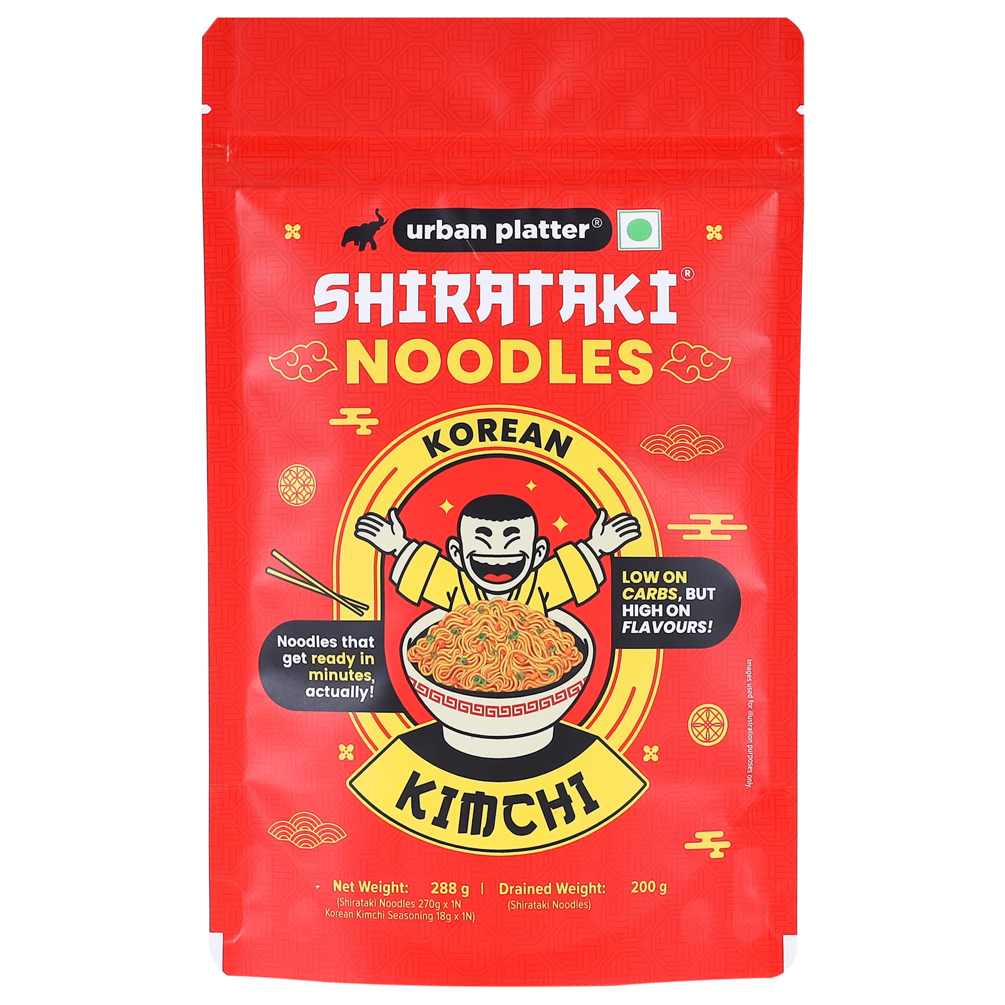 Korean Kimchi Shirataki Noodles, 288g (Keto-friendly, Low-Carb, Fat-free, Instant Noodles | Original Kimchi Flavour | Konjac Miracle Noodles)