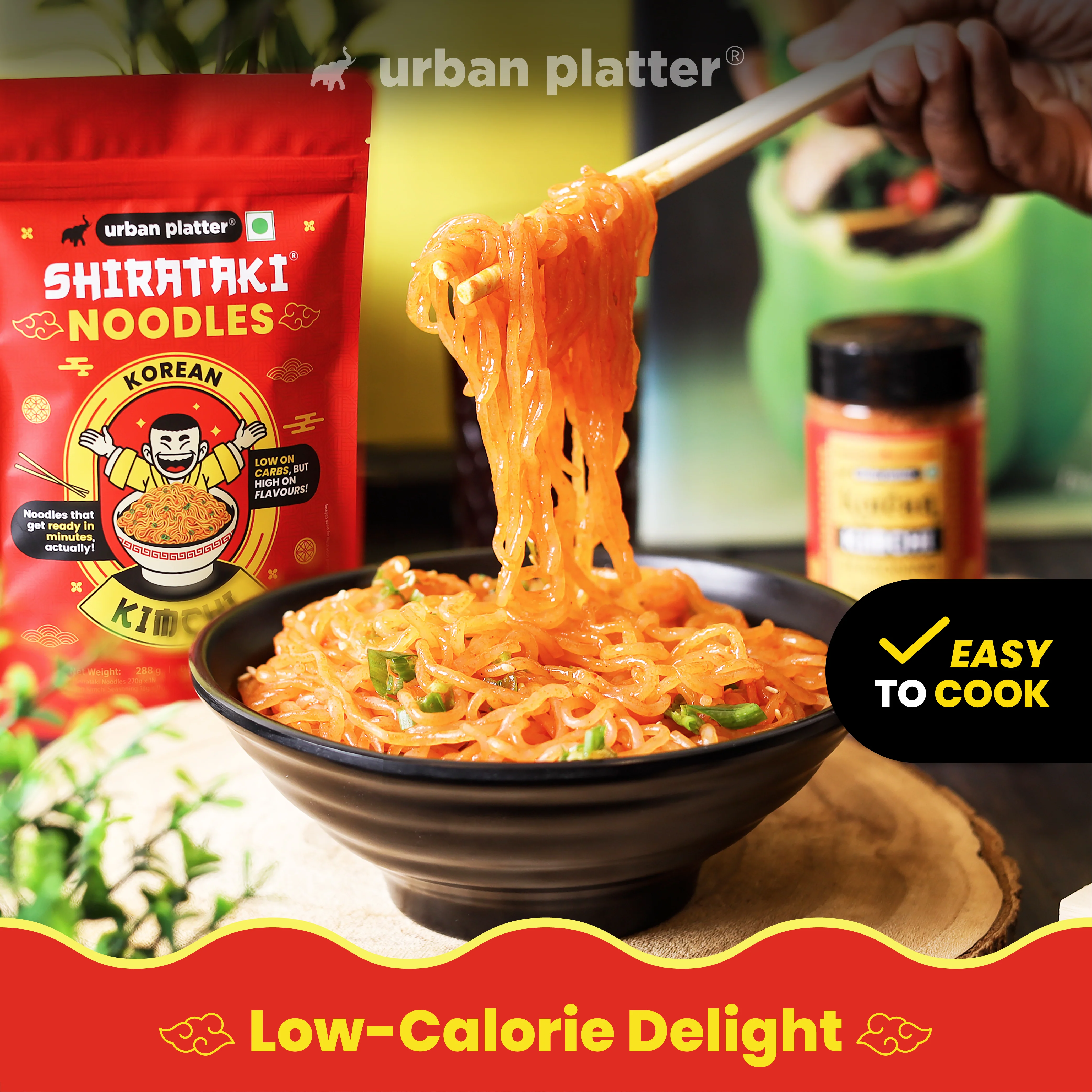 Korean Kimchi Shirataki Noodles, 288g (Keto-friendly, Low-Carb, Fat-free, Instant Noodles | Original Kimchi Flavour | Konjac Miracle Noodles) - Image 4