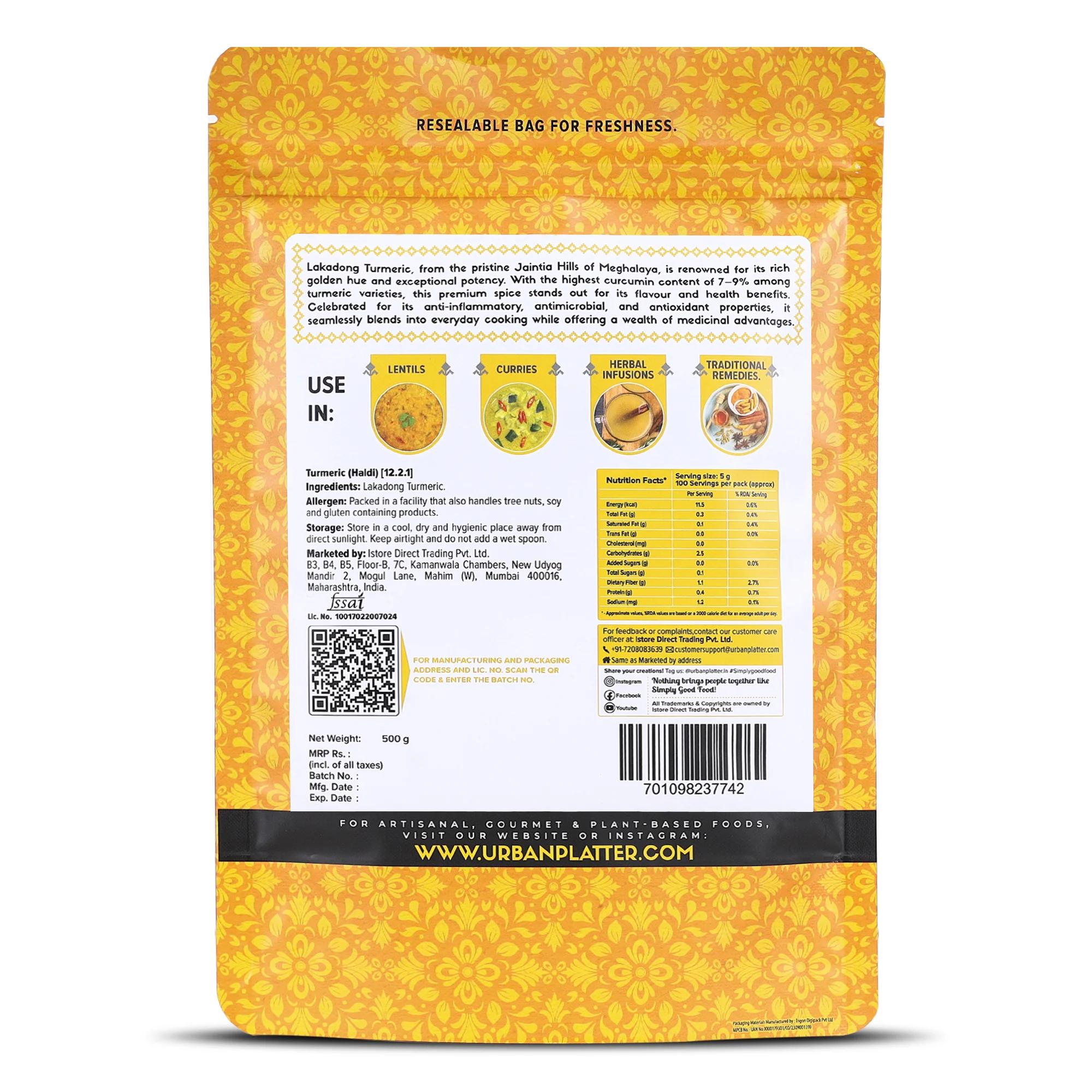 Lakadong Turmeric, 500g (High-Curcumin | Sourced from Meghalaya) - Image 2