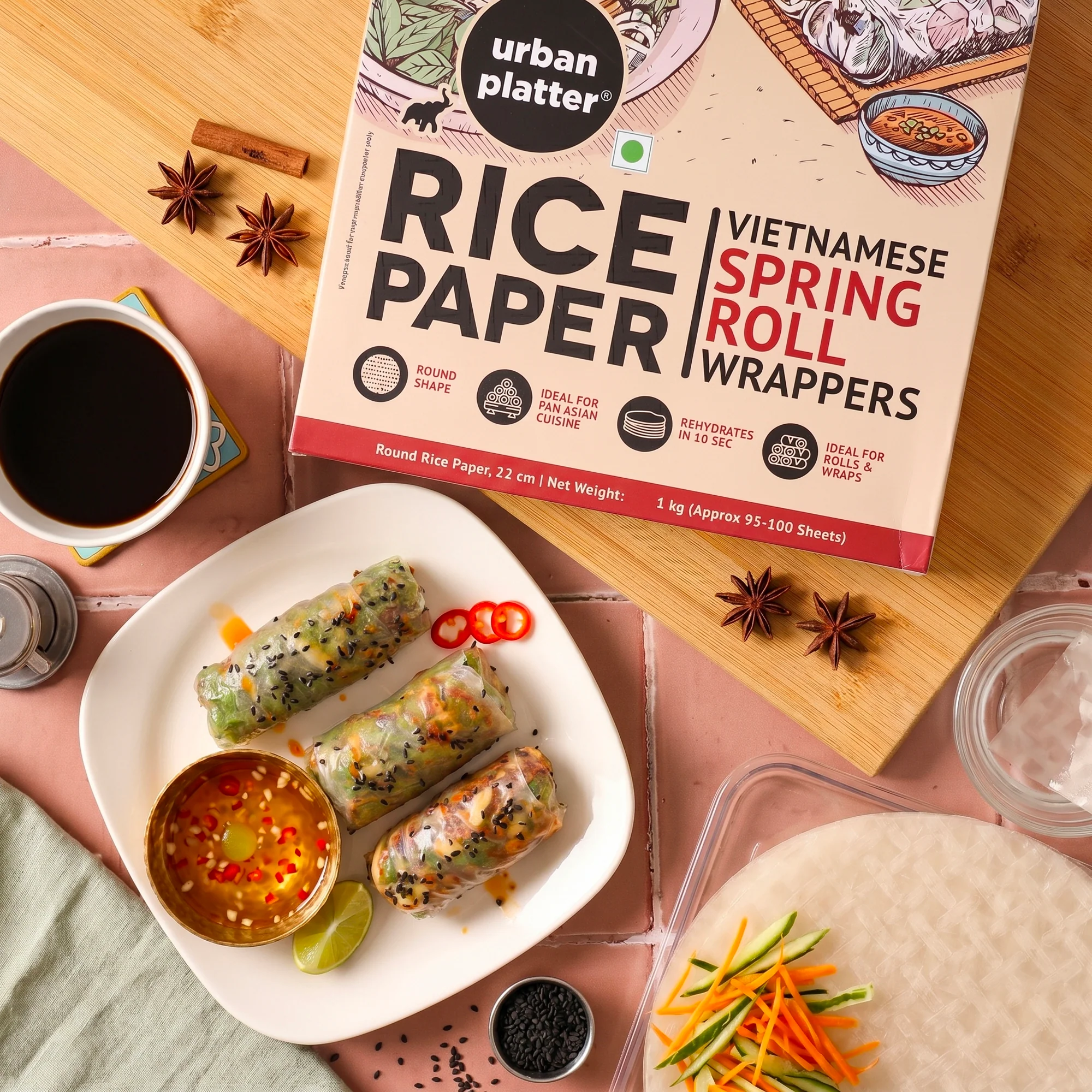 Large Rice Paper Sheets, 1kg (Vietnamese Spring Roll Wrappers Pan Asian Cuisine, Ideal for rolls and Crackers) - Image 5
