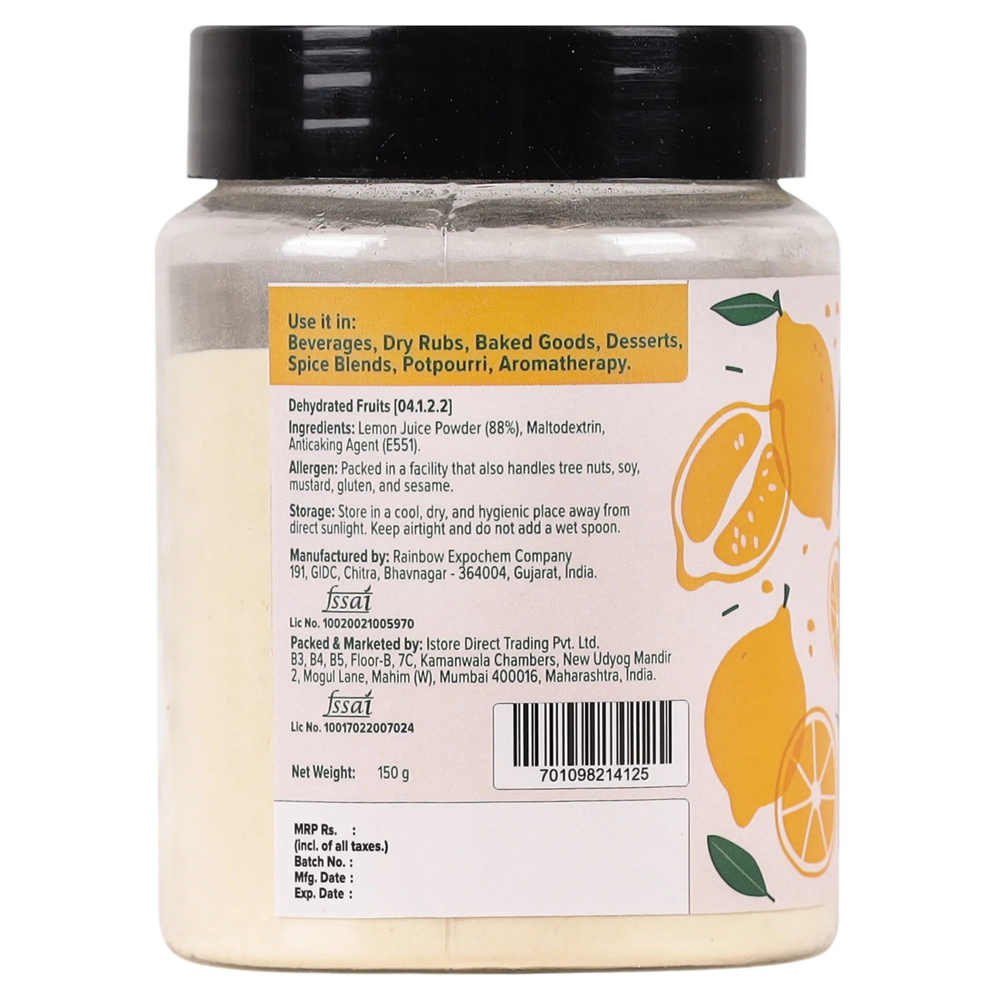 Lemon Powder, 150g [Citrusy, Refreshing Flavour, Cooking-friendly, Quick and Easy Use]. - Image 2