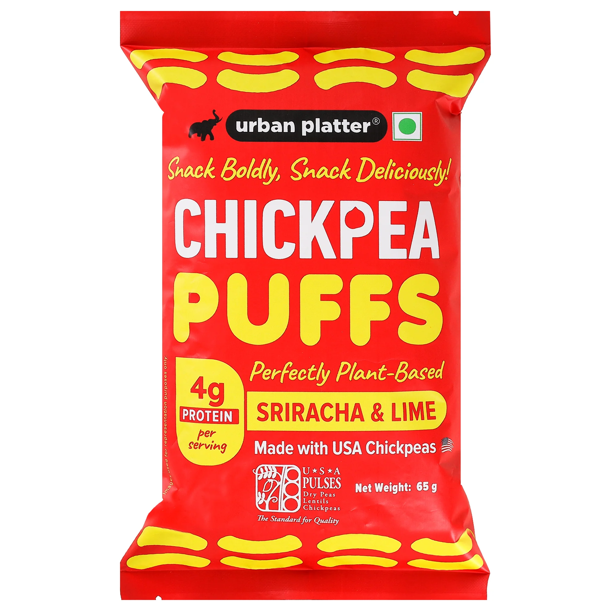 Lime Sriracha Chickpea Puffs, 65g (Savoury and Crunchy Snack | Zesty and Tangy | 4g Protein per serve | Made from USA Chickpeas)