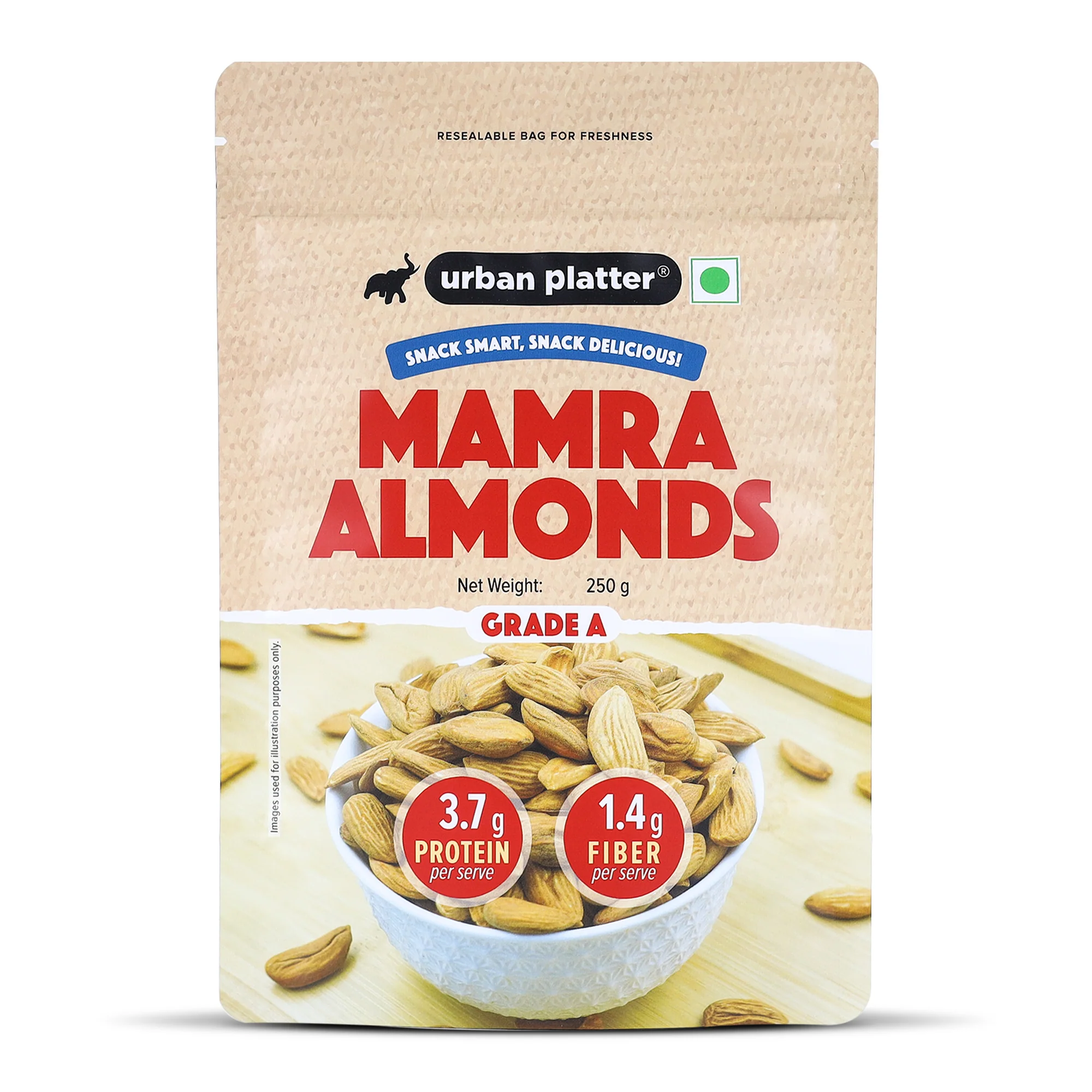 Mamra Almonds, 250g (Rich in Healthy Fats and Protein | Nutrient-Dense | Premium Almond Variety)