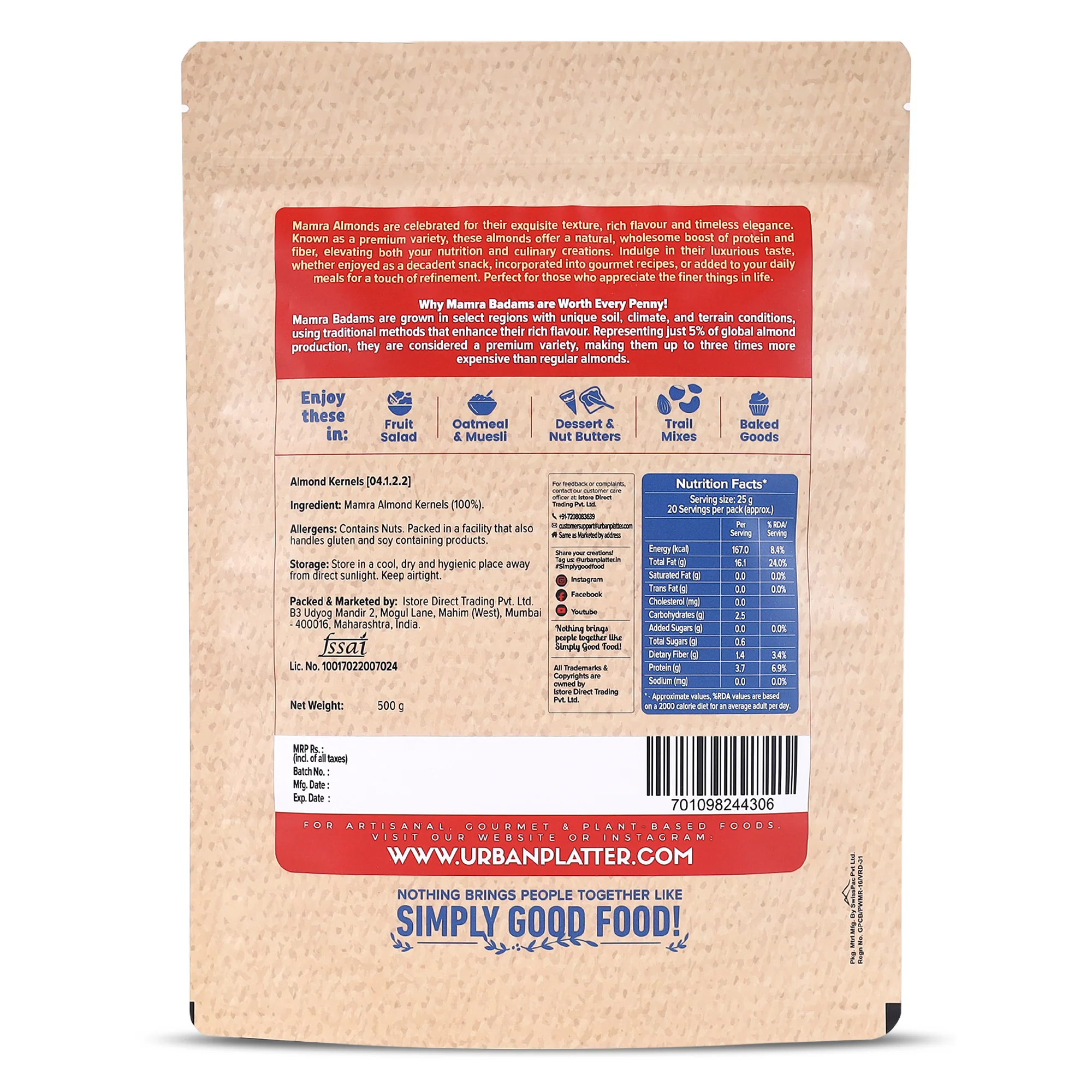Mamra Almonds, 500g (Rich in Healthy Fats and Protein | Nutrient-Dense | Premium Almond Variety) - Image 2