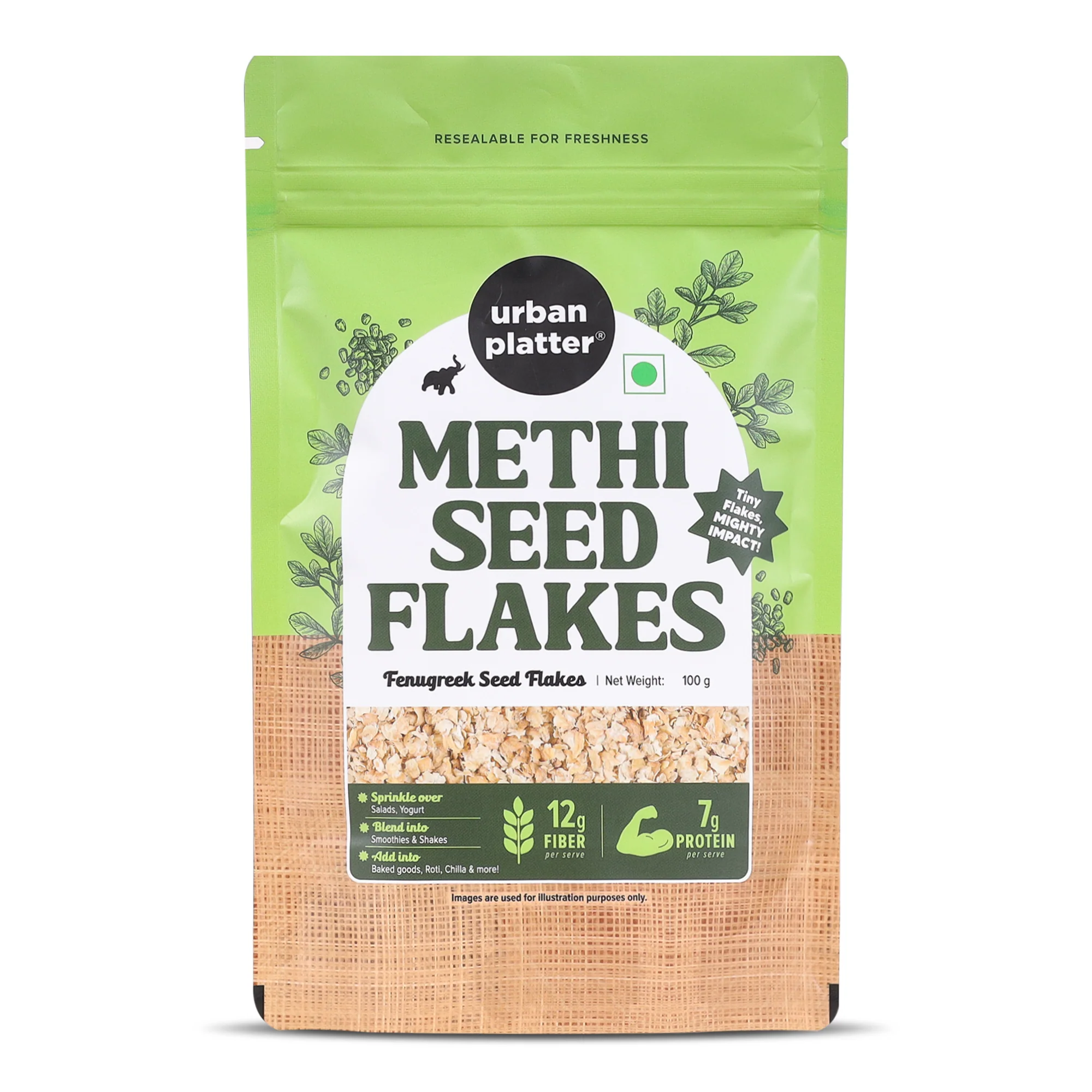 Methi Seed Flakes, 100g (Fenugreek Seed Flakes for improved digestion, reduced bloating, and everyday gut wellness)