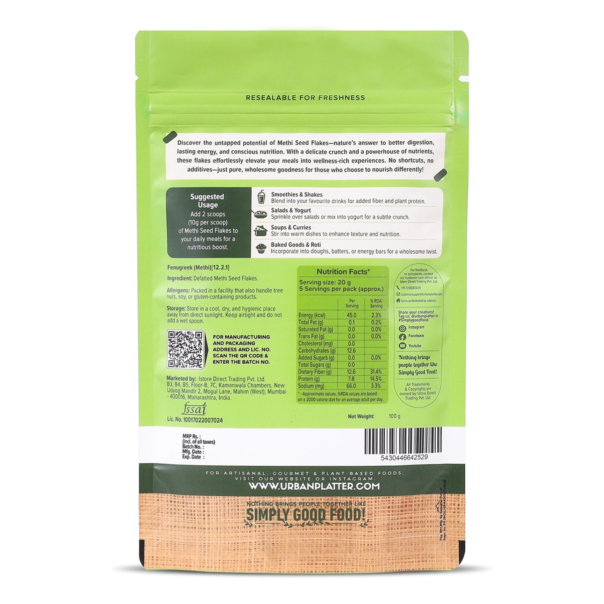 Methi Seed Flakes, 100g (Fenugreek Seed Flakes for improved digestion, reduced bloating, and everyday gut wellness) - Image 2