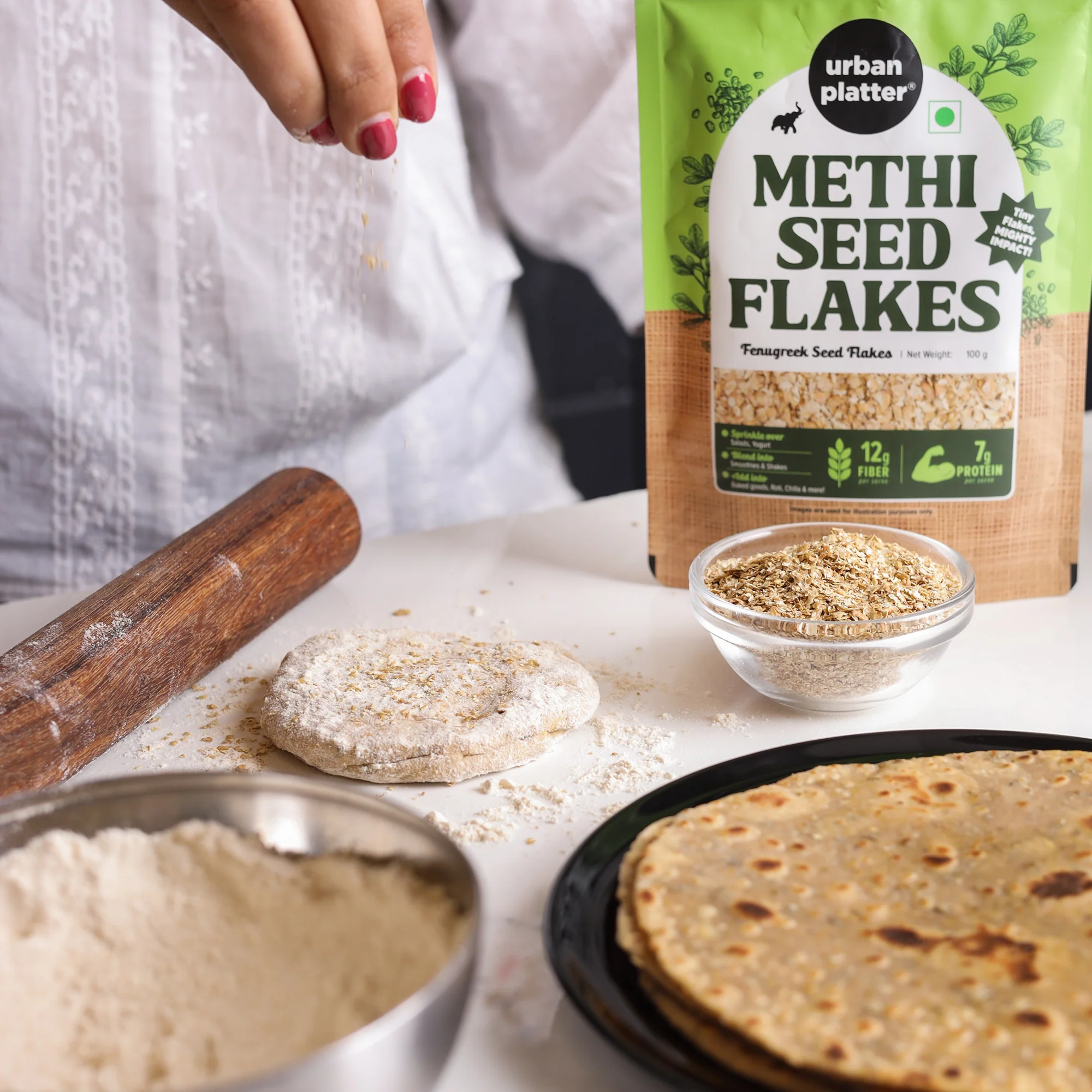 Methi Seed Flakes, 100g (Fenugreek Seed Flakes for improved digestion, reduced bloating, and everyday gut wellness) - Image 4