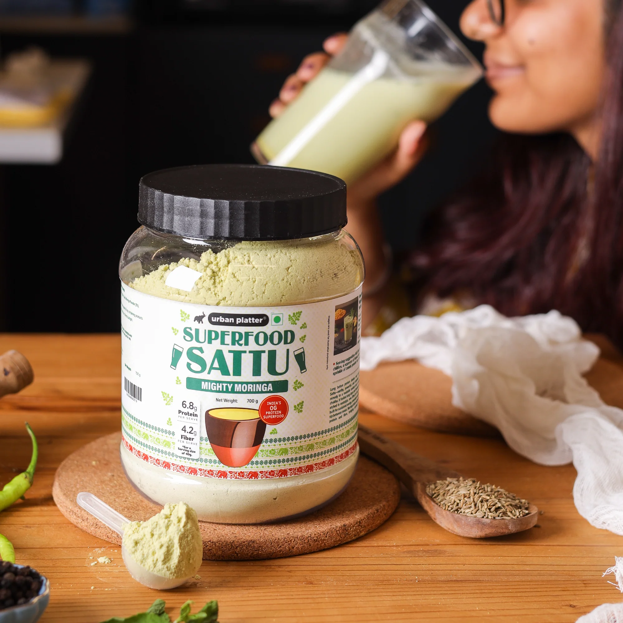 Moringa Superfood Sattu, 700g (High Protein & Fibre | Natural Coolant | Mid-Meal Drink | Traditional Plant Protein) - Image 4