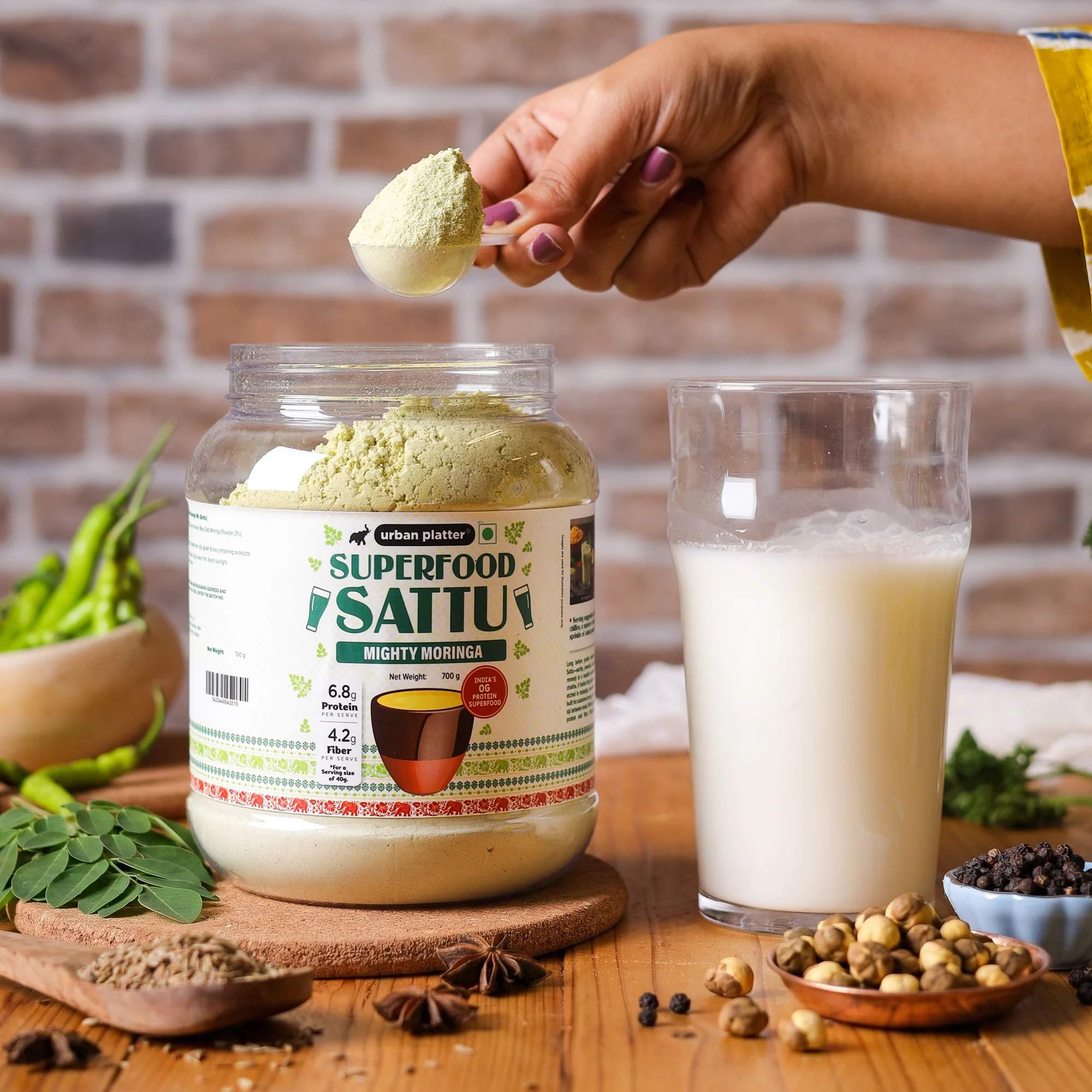 Moringa Superfood Sattu, 700g (High Protein & Fibre | Natural Coolant | Mid-Meal Drink | Traditional Plant Protein) - Image 6