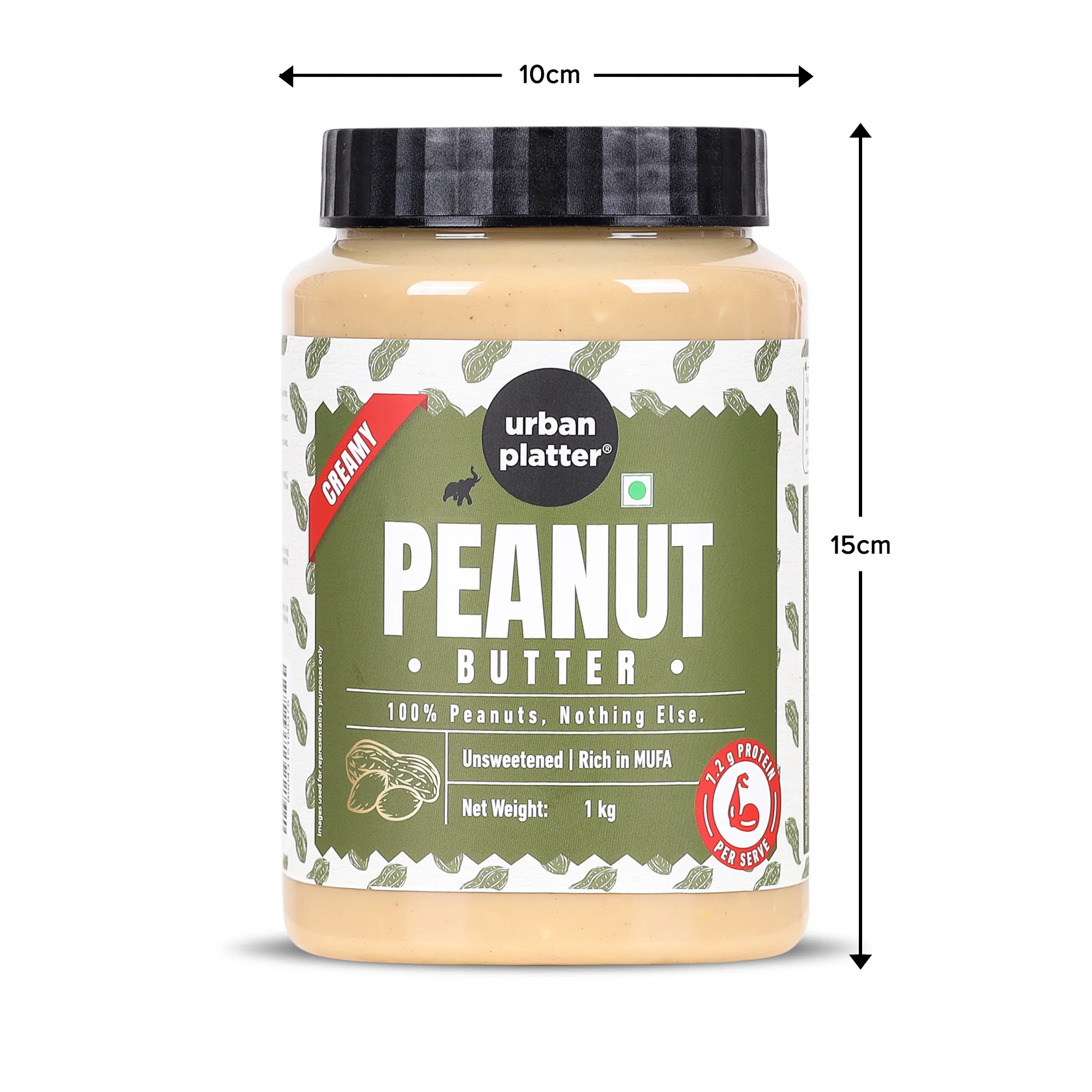 Natural Creamy Peanut Butter, 1kg [Unsweetened, No Added Oil] - Image 4