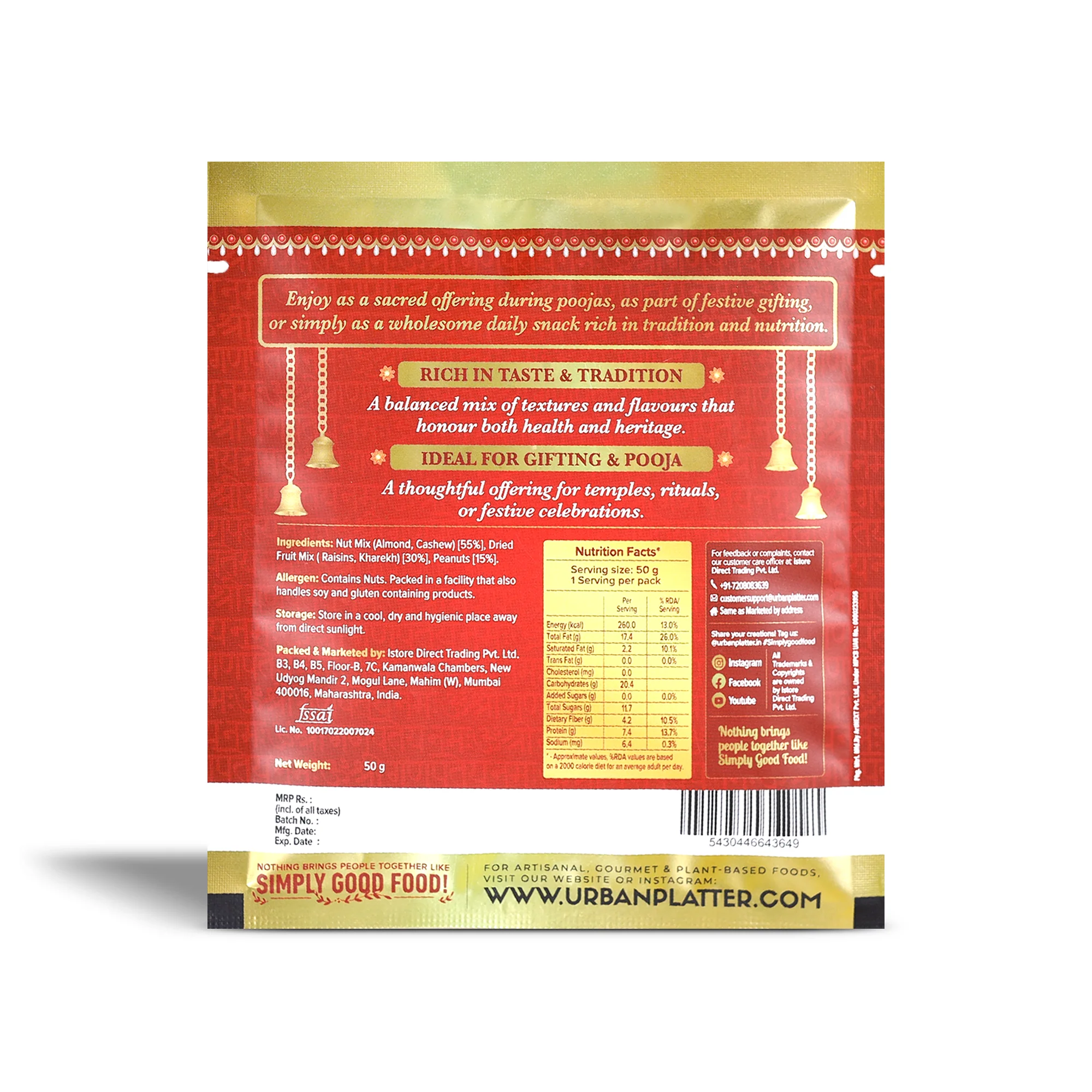 Panch Mewa Mix, 50g (Premium 5-Nuts & Dried Fruits Blend | Perfect for Festive Gifting & Pooja Offerings | Healthy Snacking) - Image 2