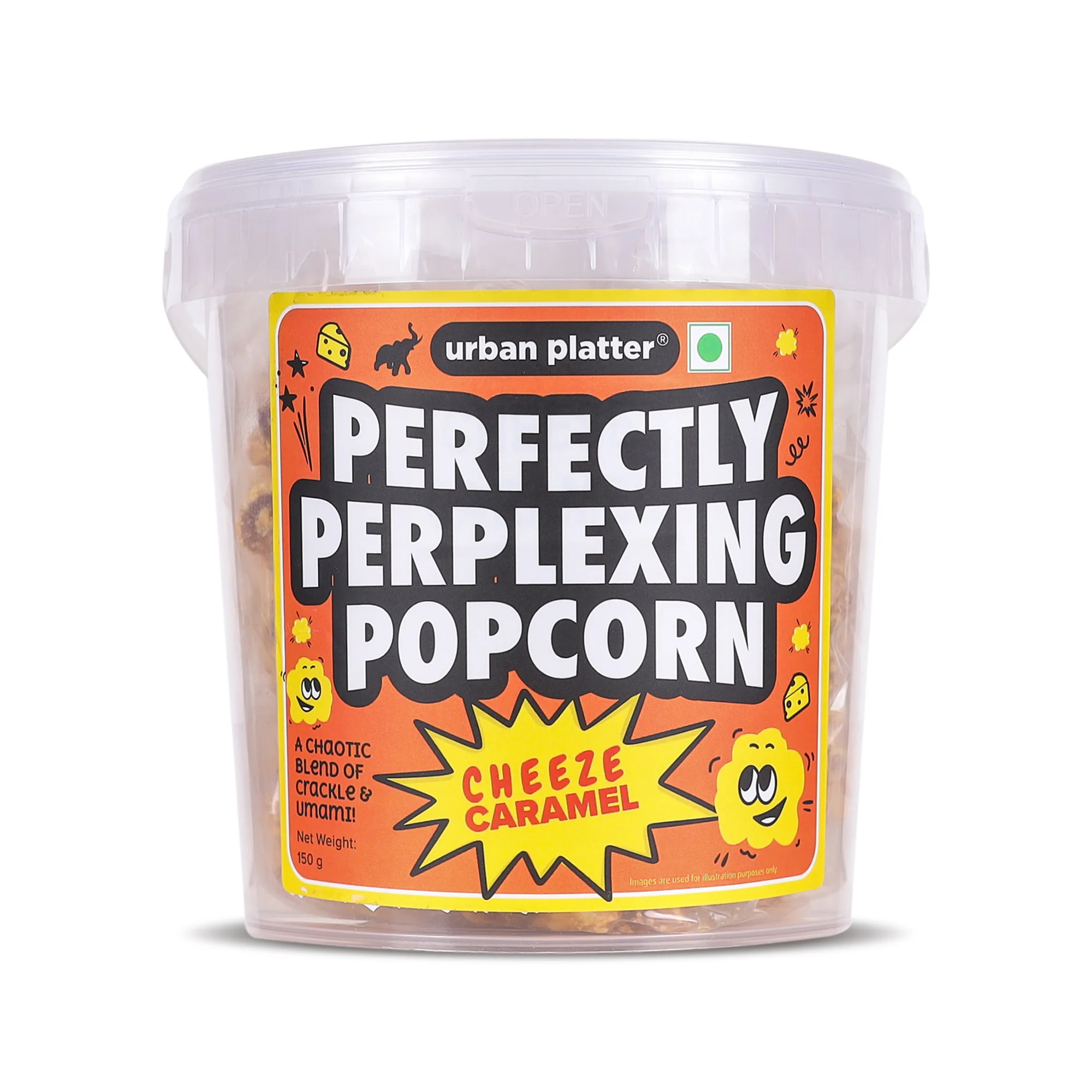 Perfectly Perplexing Popcorn - Cheeze Caramel, 150g (Tub of Caramel Popcorn with Umami Cheeze, Ready to eat snack)