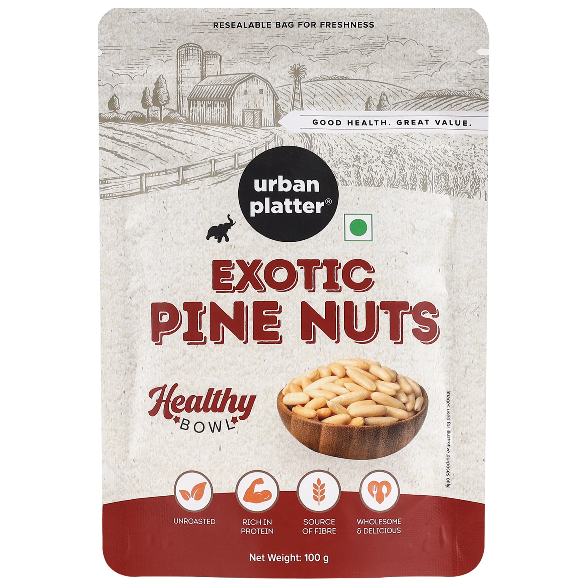 Exotic Pine Nuts, 100g (Chilgoza Giri | Rich in Protein | Elevates Pesto, Hummus, Salads)