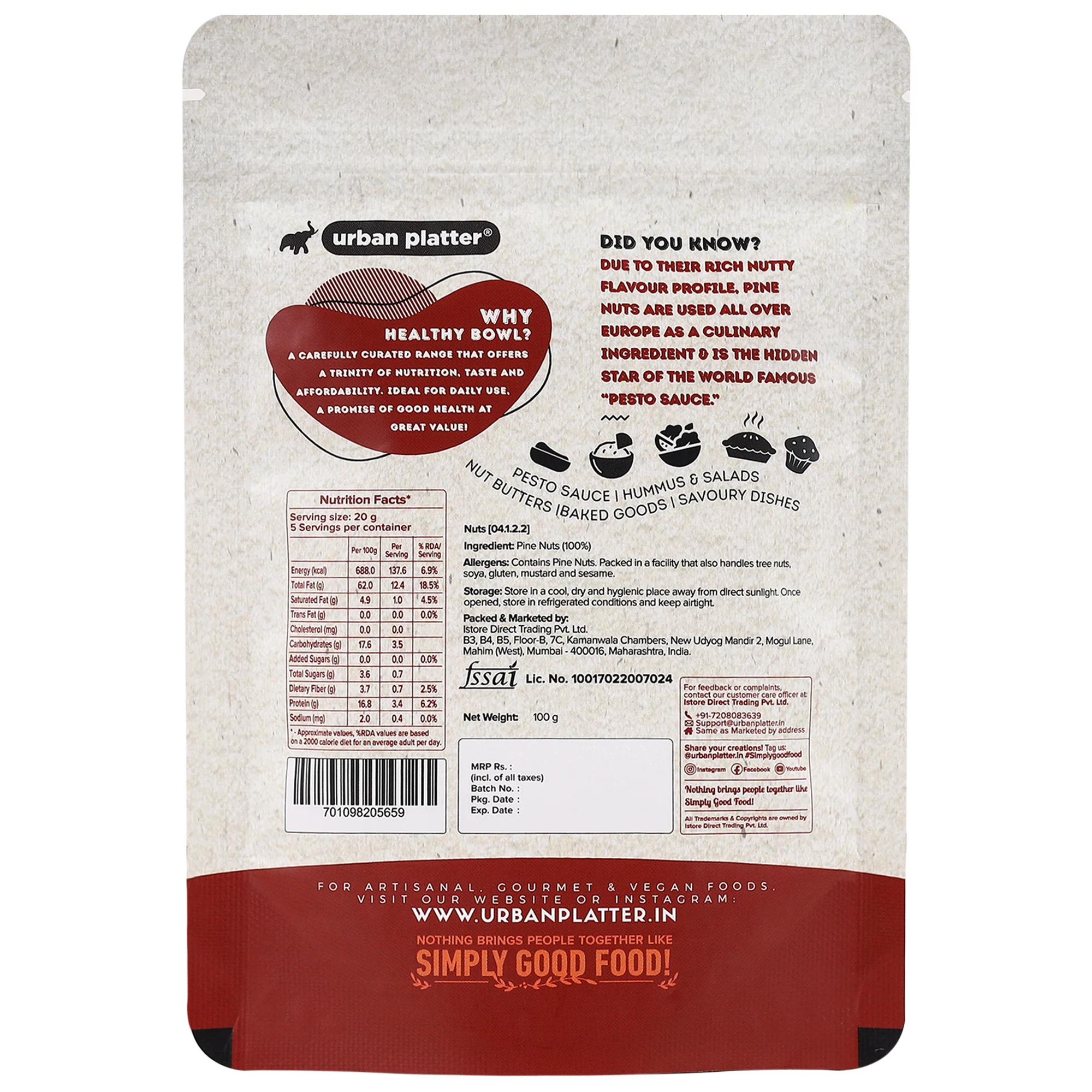 Exotic Pine Nuts, 100g (Chilgoza Giri | Rich in Protein | Elevates Pesto, Hummus, Salads) - Image 2
